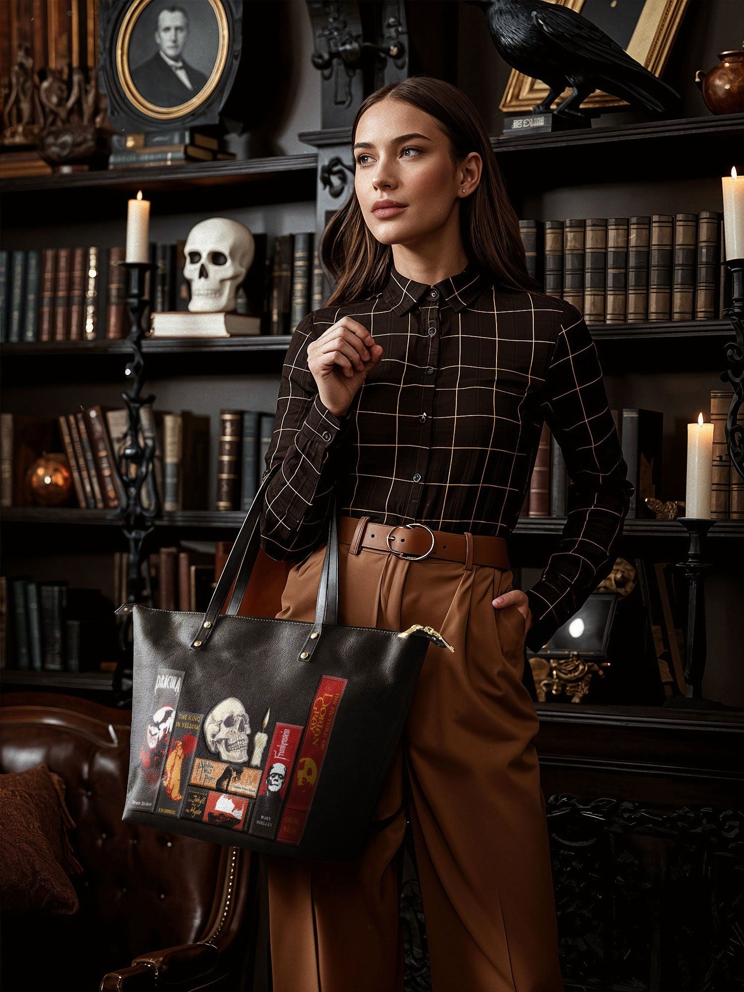 "The Codex of Gothic Tales" Deadlight Black Leather Tote Bag Deal