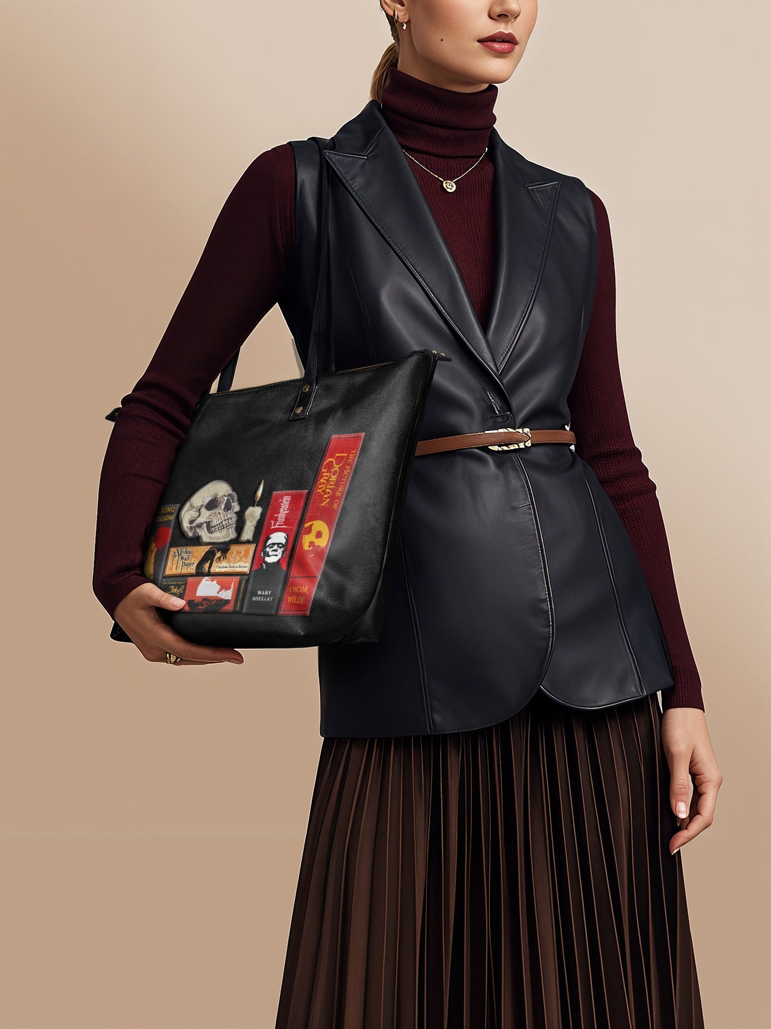 "The Codex of Gothic Tales" Deadlight Black Leather Tote Bag Deal
