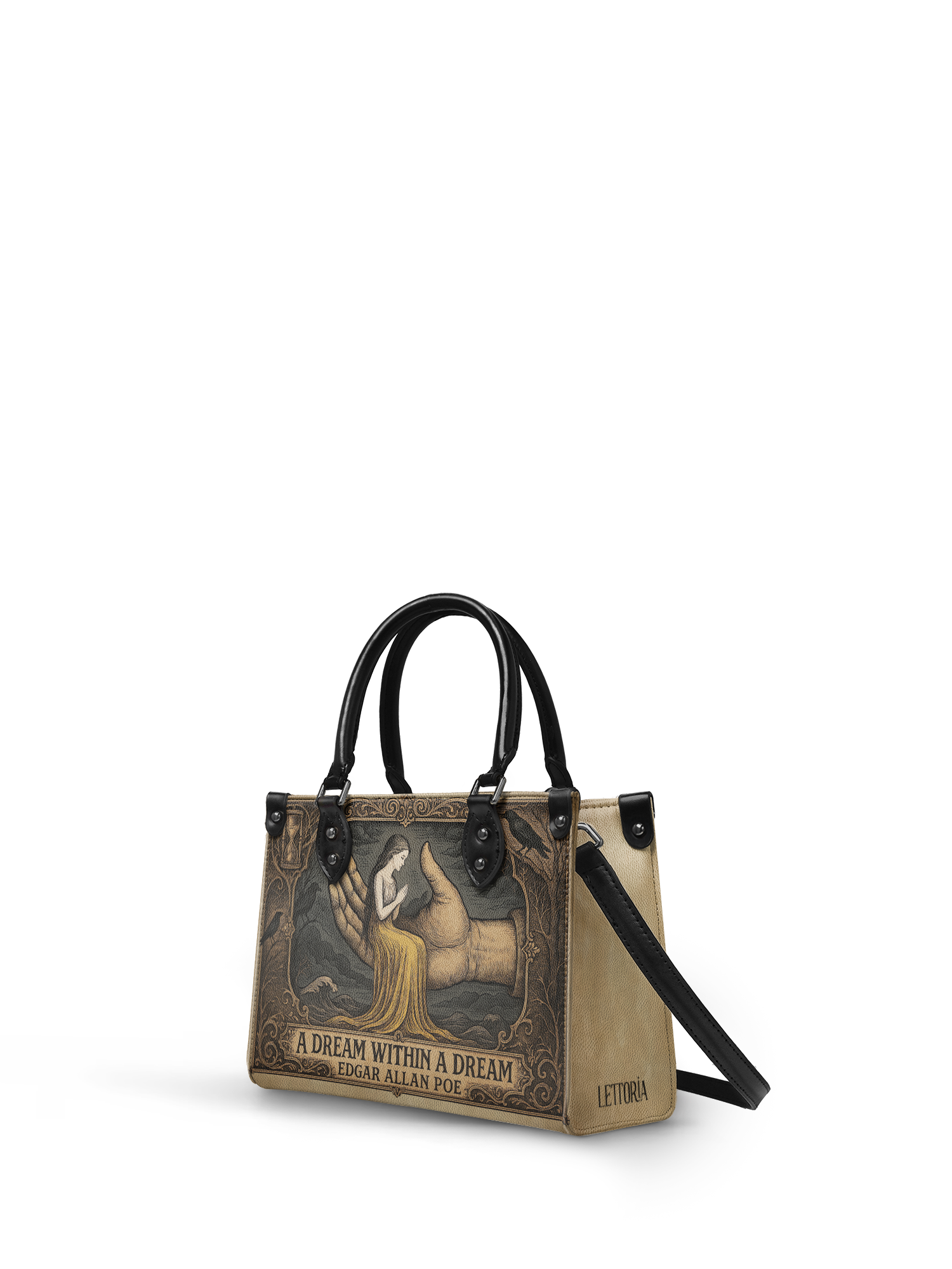 "A Dream Within A Dream" - Black Interior - Small Leather Handbag
