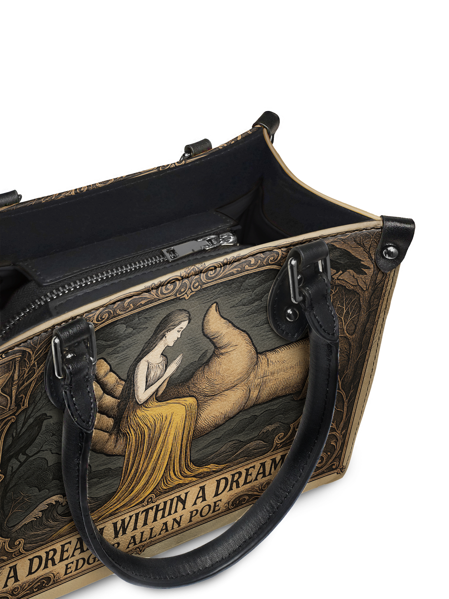 "A Dream Within A Dream" - Black Interior - Small Leather Handbag