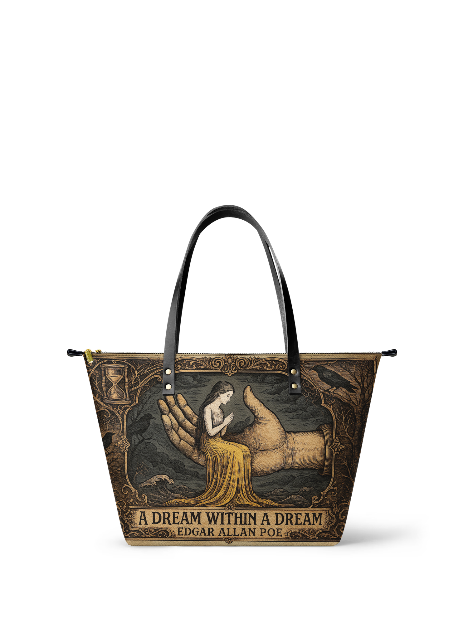 "A Dream Within A Dream" Leather Tote Bag
