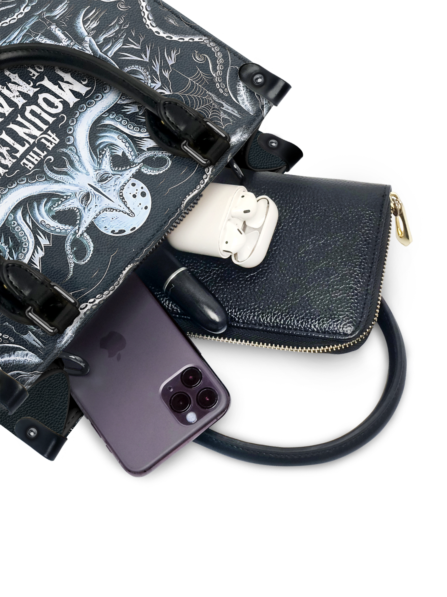 "At The Mountains Of Madness" - Black Interior - Small Leather Handbag