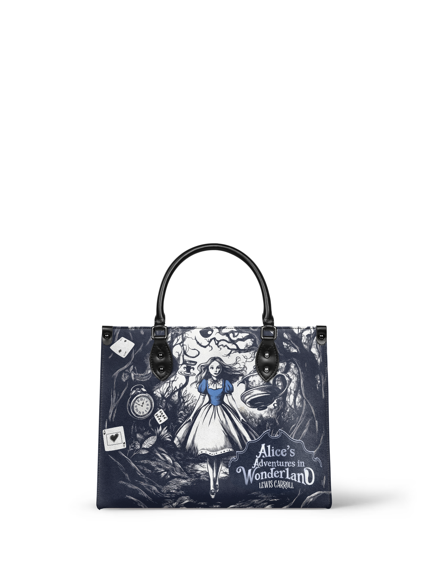 "Down the Rabbit Hole" - Blue Interior - Leather Handbag