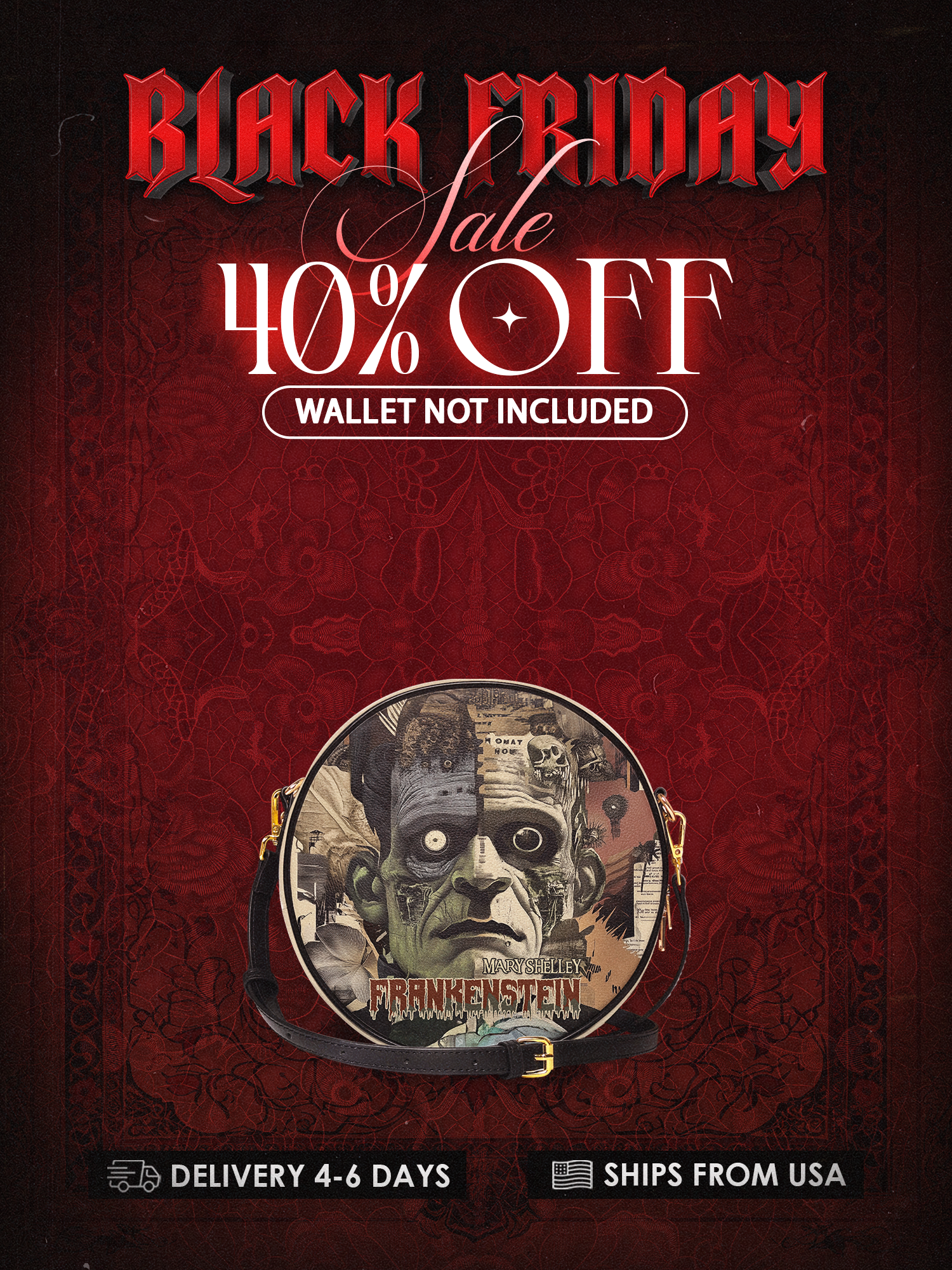 "Frankenstein" Old Parchment Circle Crossbody Bag Deal