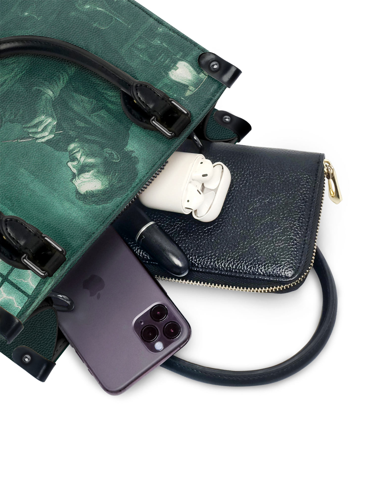 "Frankenstein" Mortuary Moss - Black Interior - Small Leather Handbag
