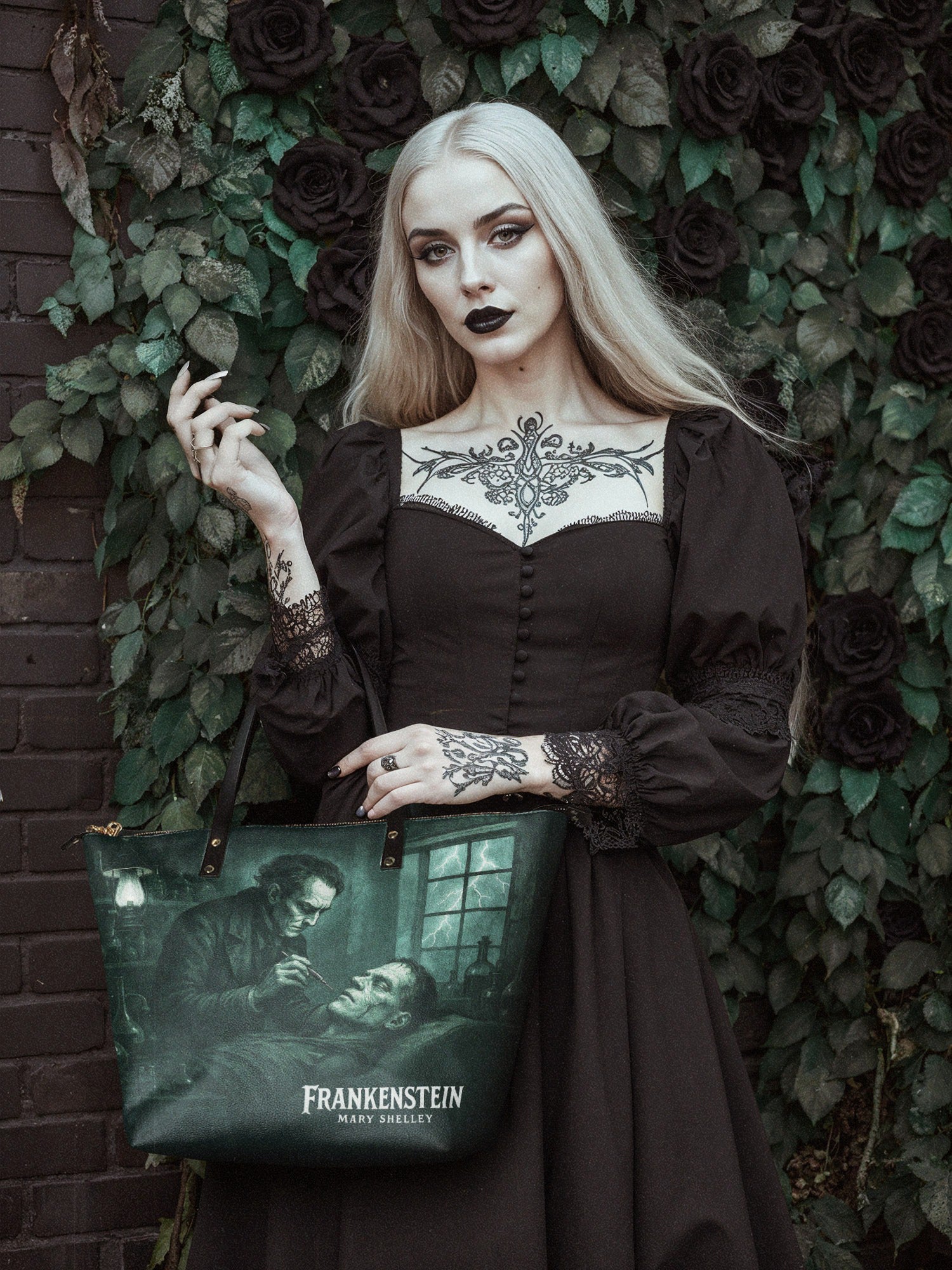 "Frankenstein" Mortuary Moss Leather Tote Bag Deal