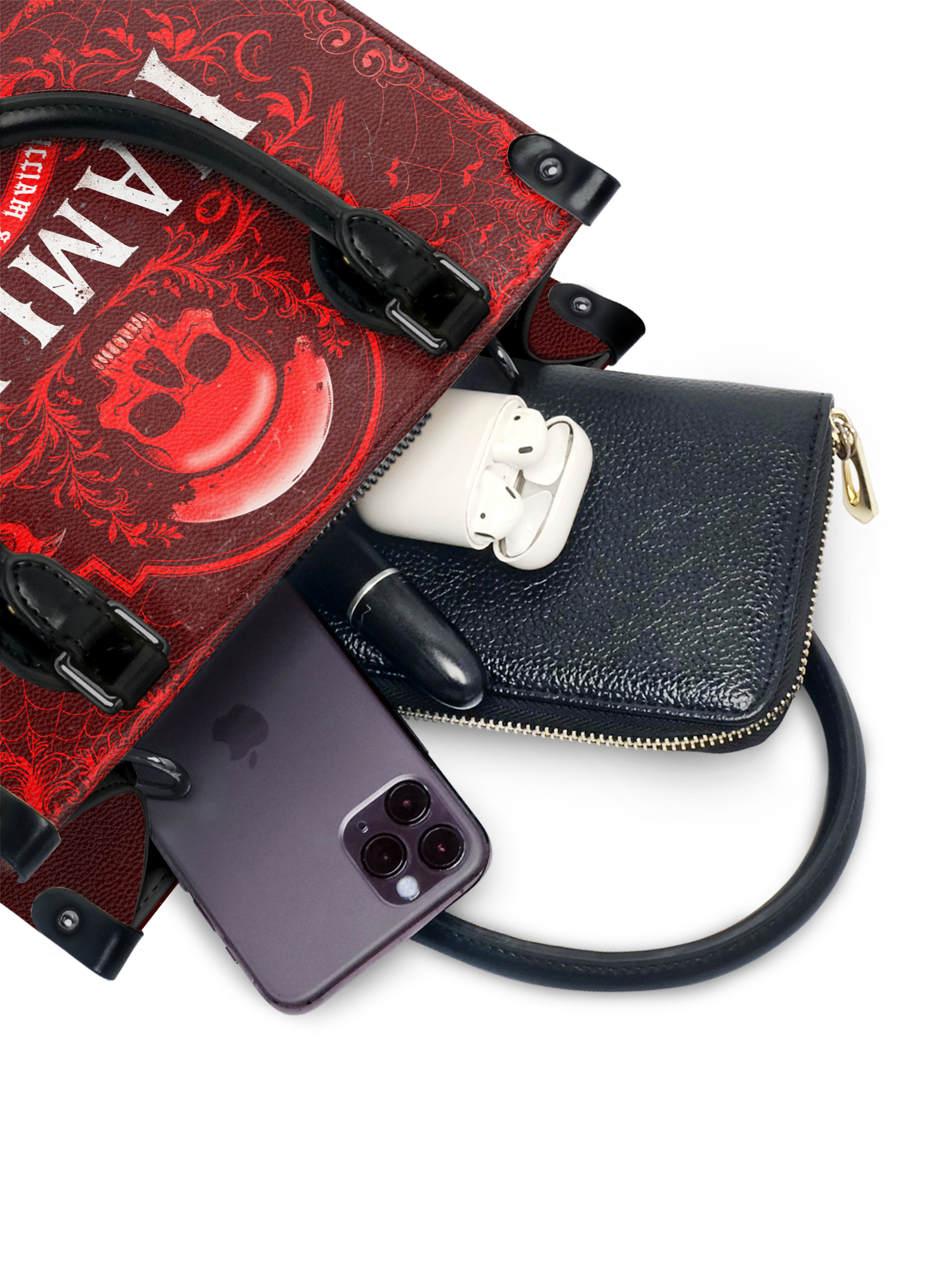 "Hamlet" The Red Room - Black Interior - Small Leather Handbag