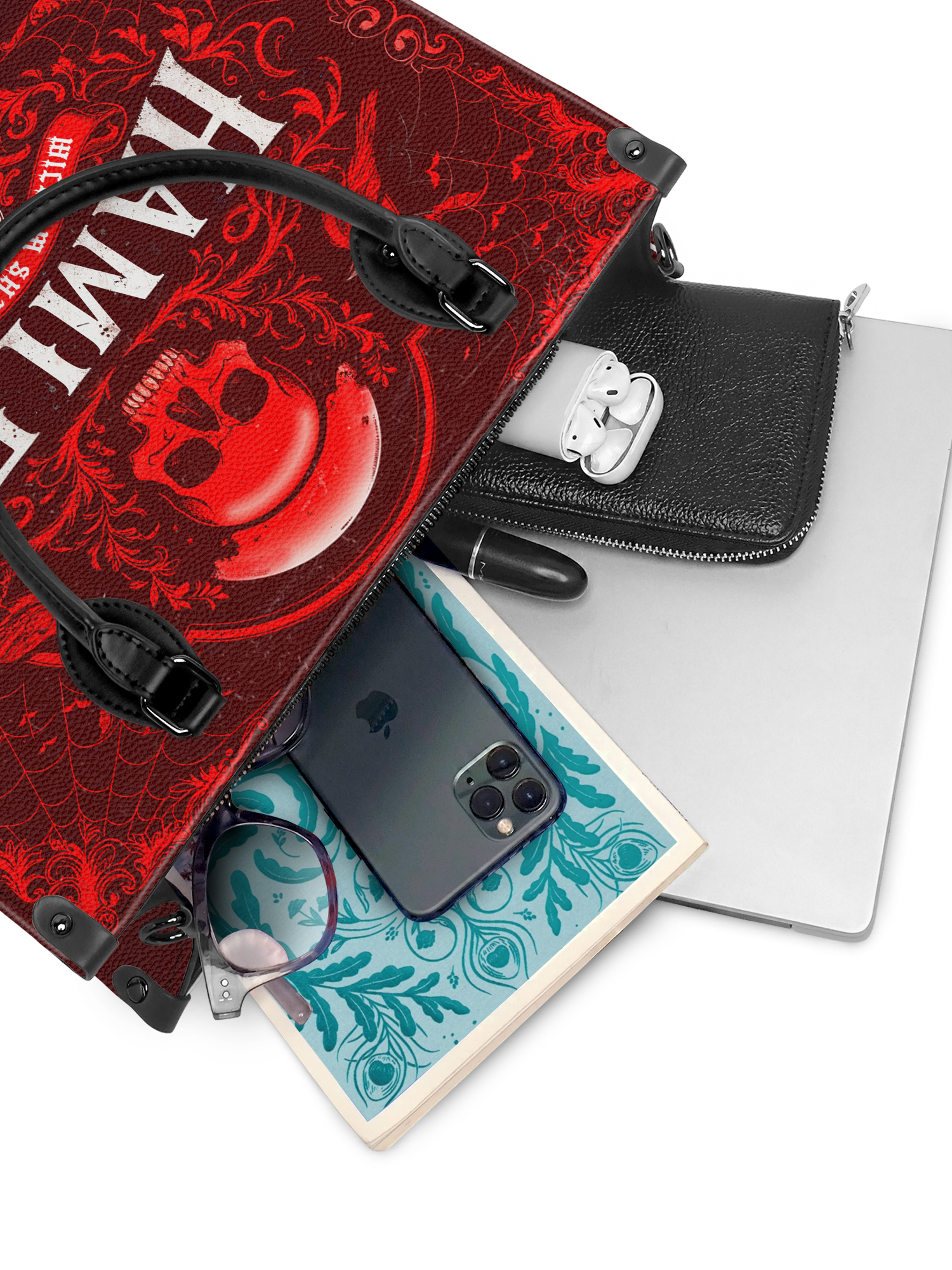 "Hamlet" The Red Room - Black Interior - Leather Handbag