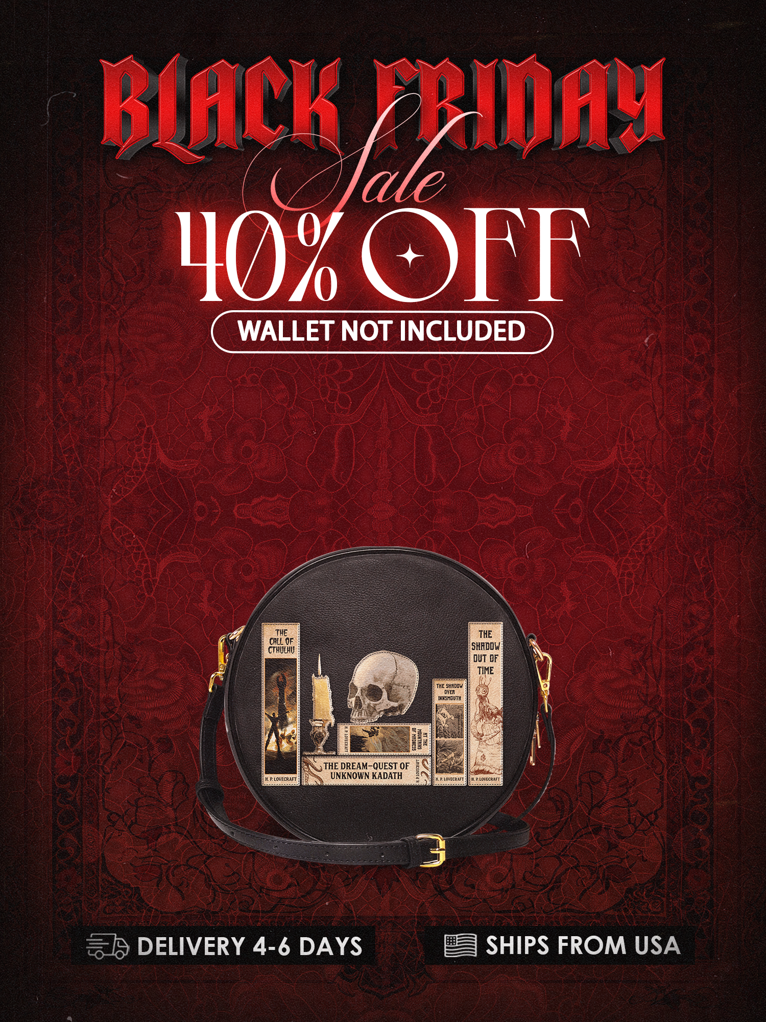 Lovecraftian Black Circle Crossbody Bag Deal