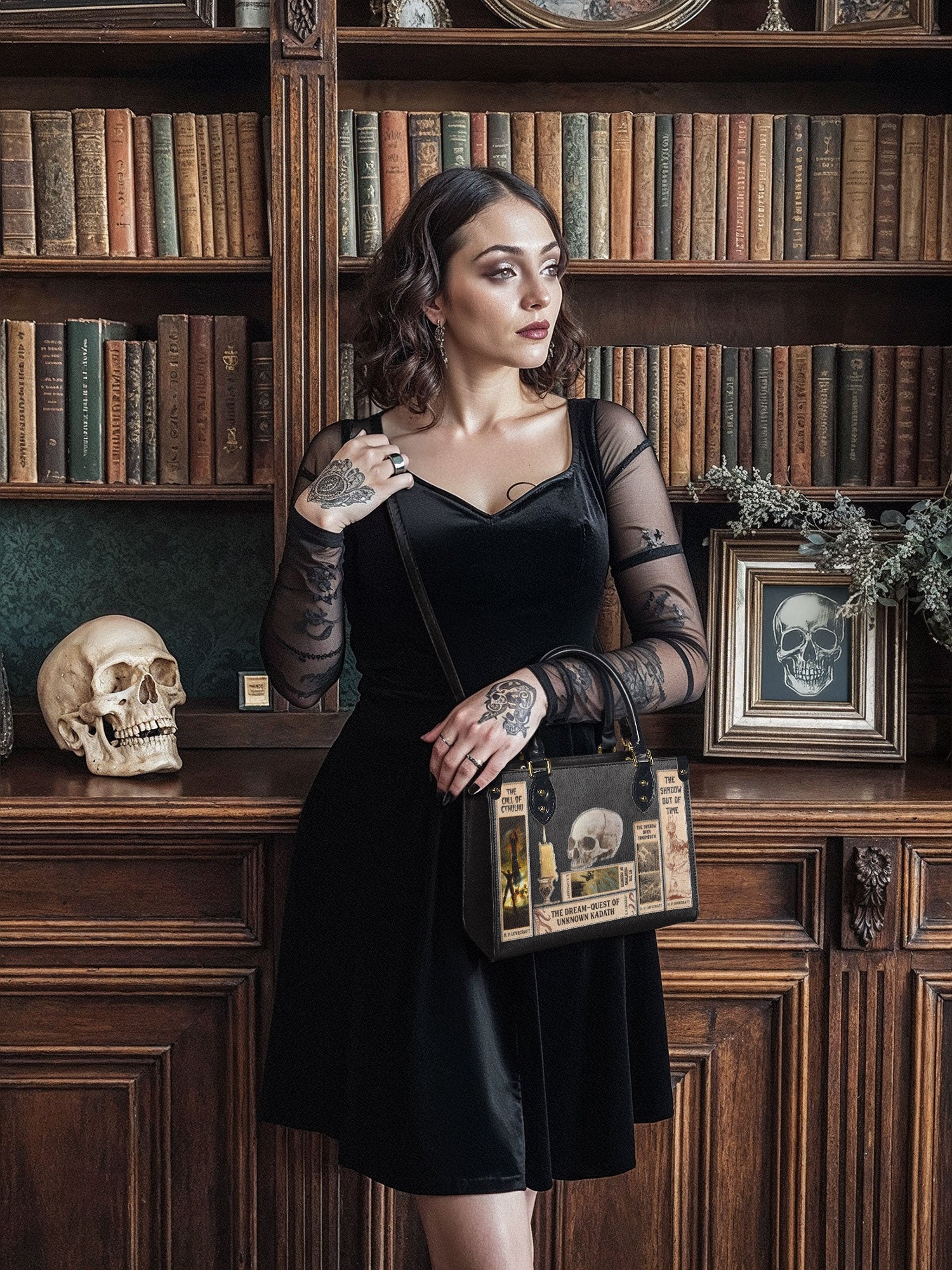 Lovecraftian Black Small Leather Handbag Deal