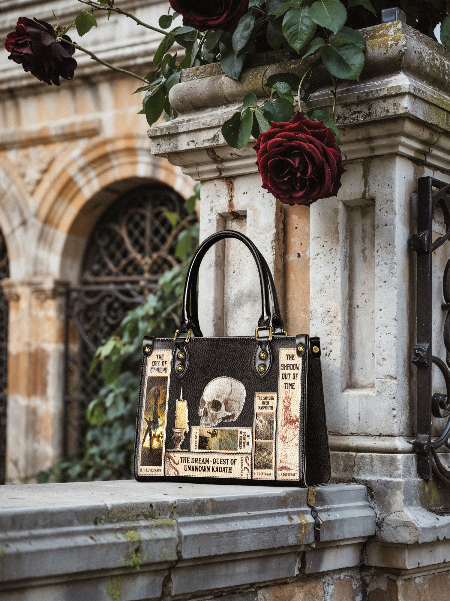 Lovecraftian Black Small Leather Handbag Deal