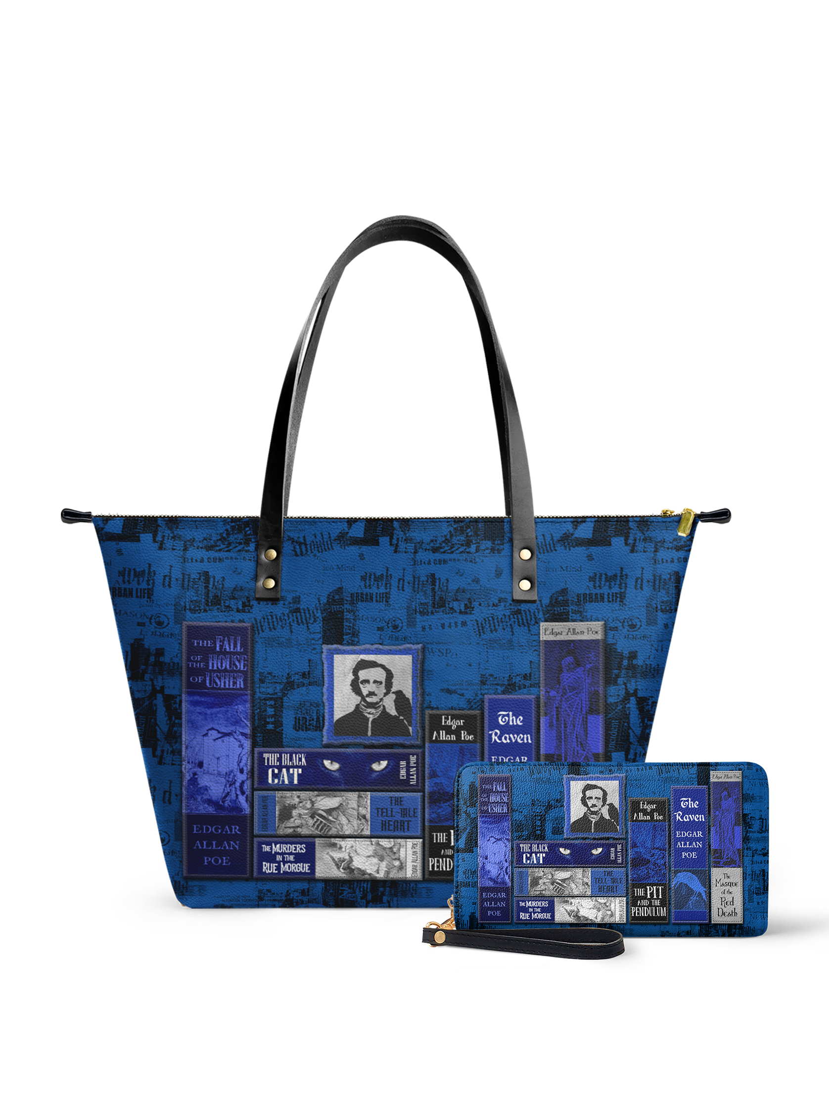 "Poe's Library" Midnight Ink Leather Tote Bag Deal