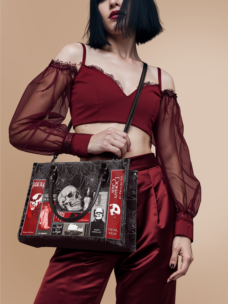 "The Codex of Gothic Tales" Black Widow’s Kiss Leather Handbag Deal