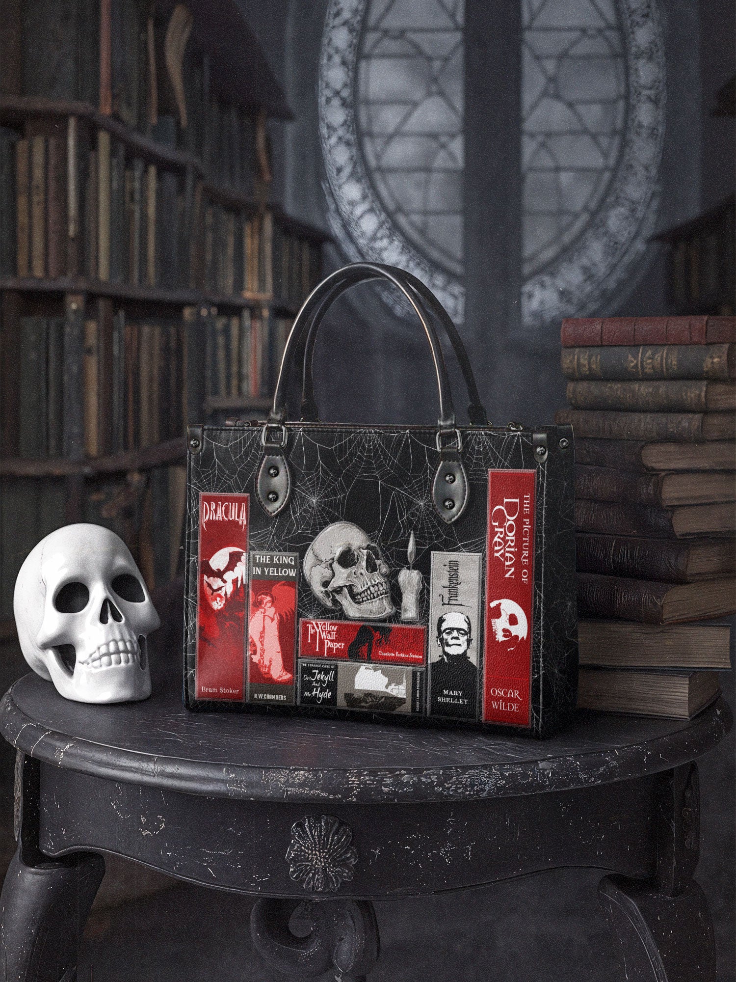 "The Codex of Gothic Tales" Black Widow’s Kiss Leather Handbag Deal