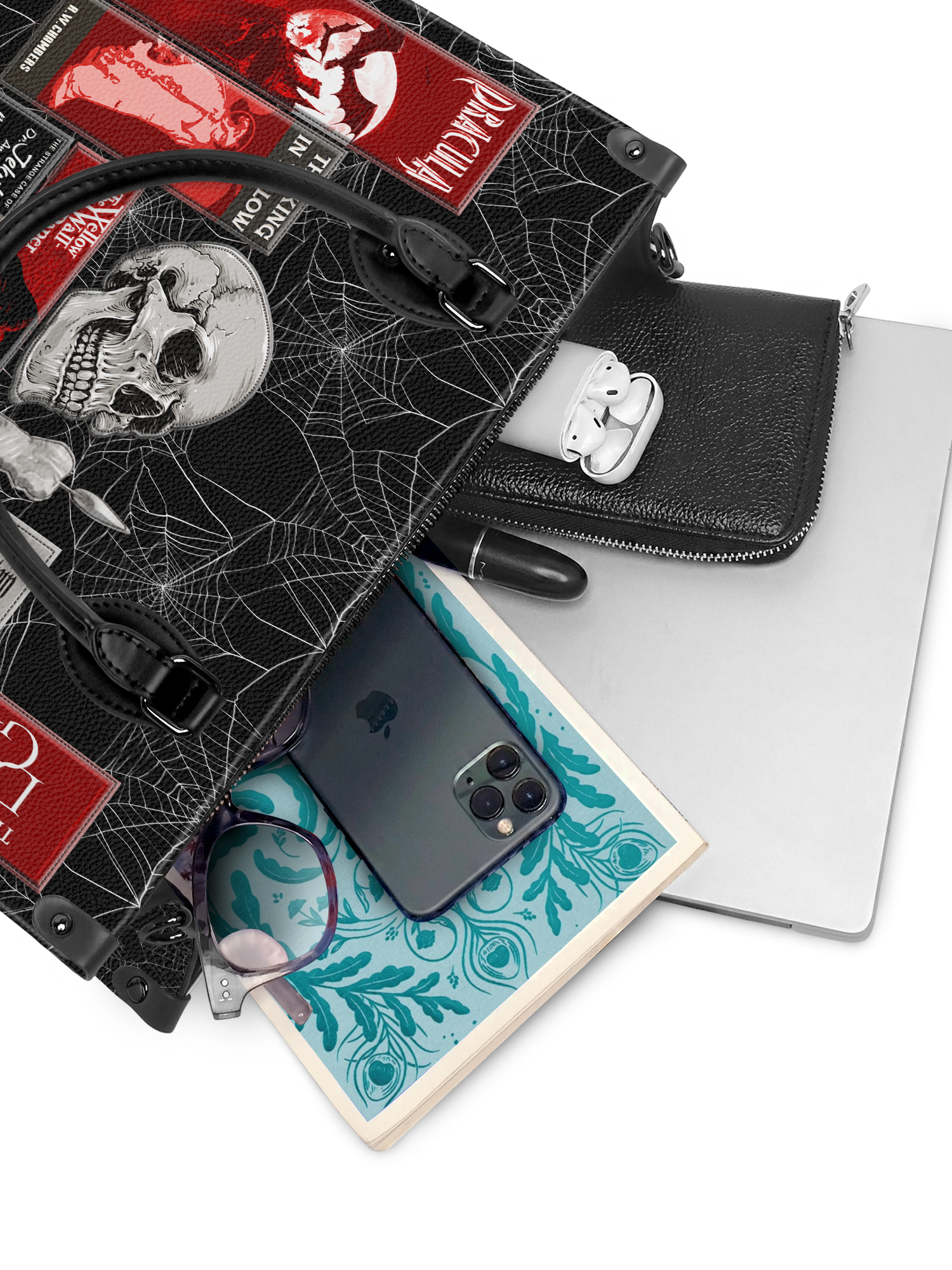 "The Codex of Gothic Tales" Black Widow’s Kiss Leather Handbag Deal