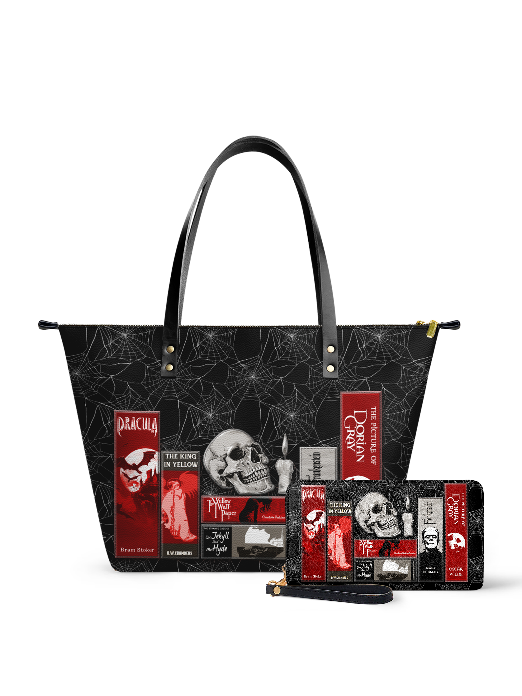 "The Codex of Gothic Tales" Black Widow’s Kiss Leather Tote Bag Deal