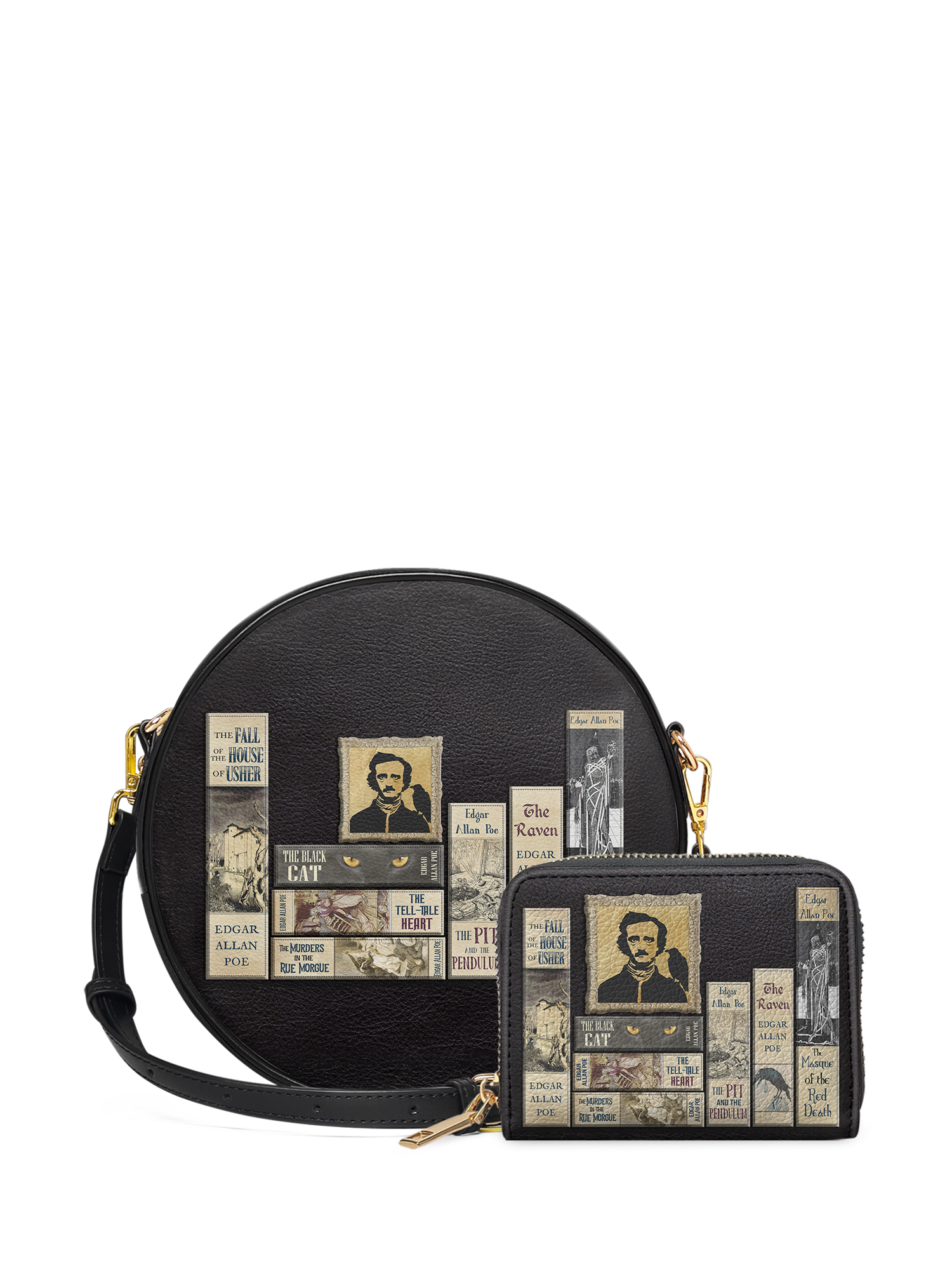 "Poe's Library" Ashen Black Circle Crossbody Bag Deal