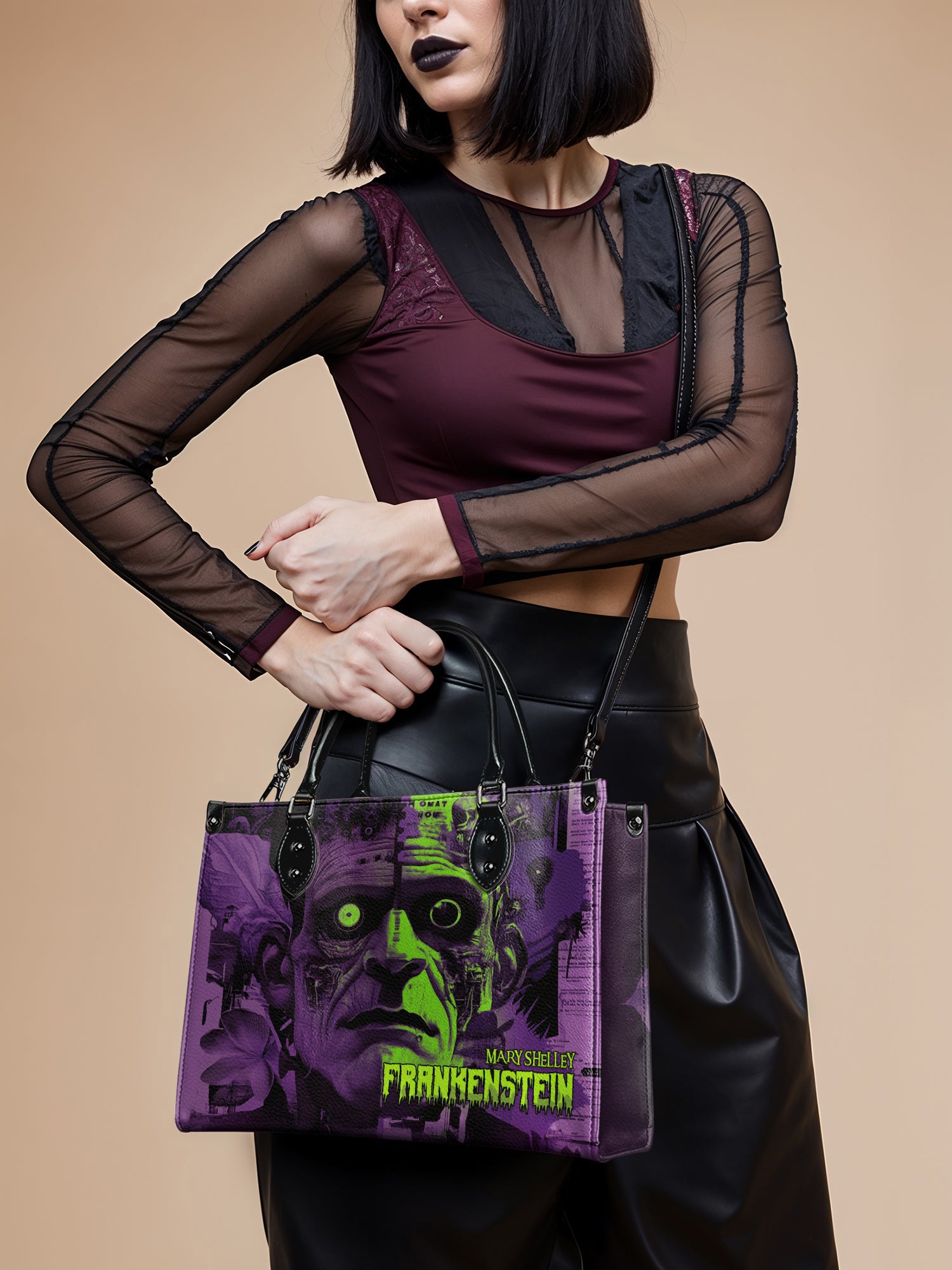 "Frankenstein" Lablight Violet Leather Handbag Deal