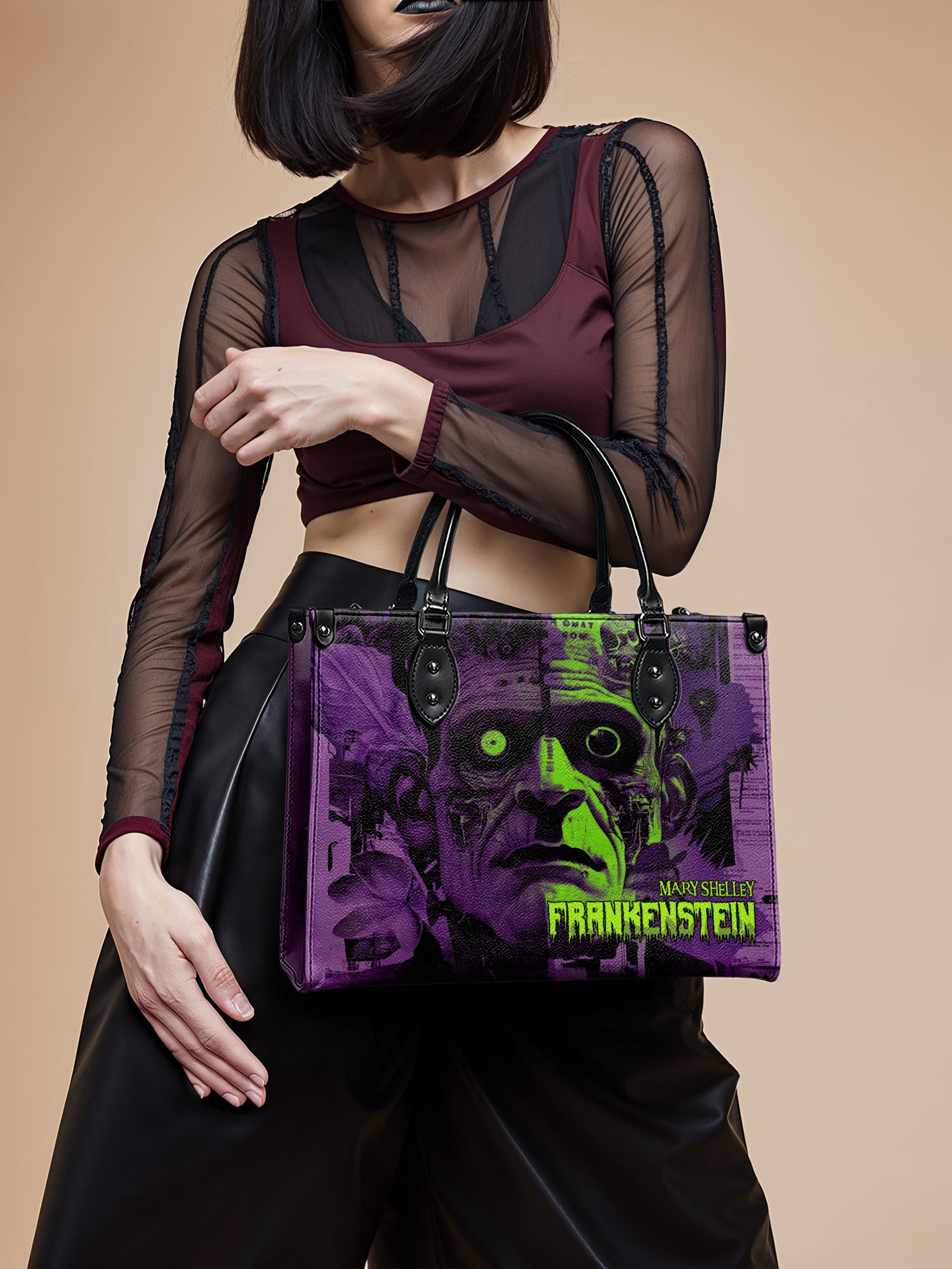 "Frankenstein" Lablight Violet Leather Handbag Deal