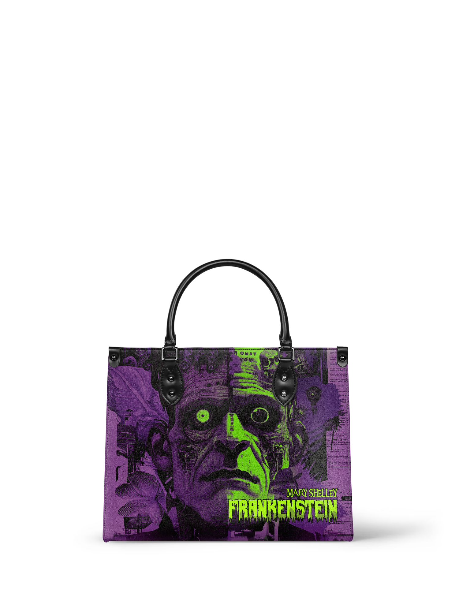 "Frankenstein" Lablight Violet - Black Interior - Leather Handbag
