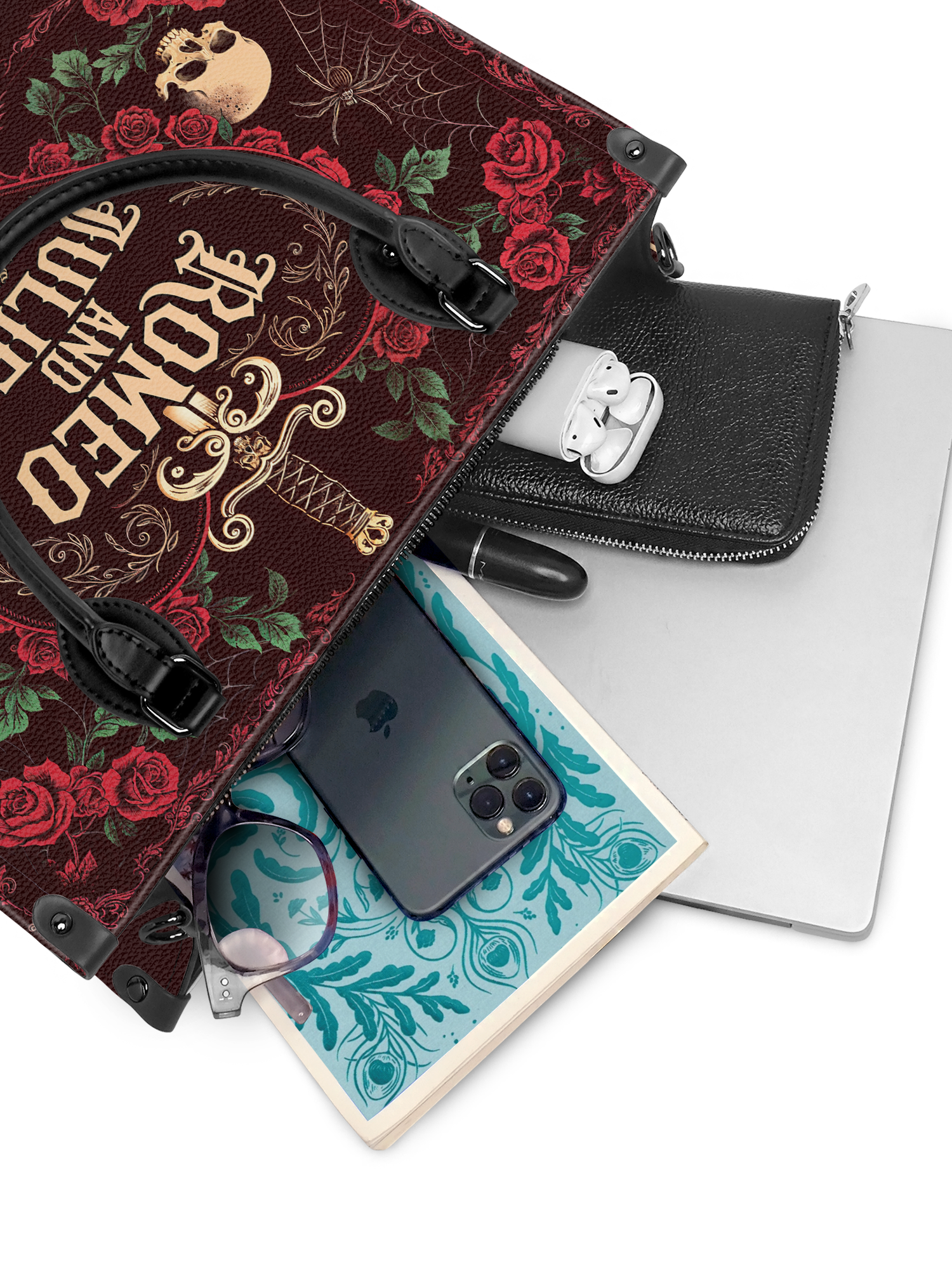 "Romeo And Juliet" Poison Rose - Black Interior - Leather Handbag