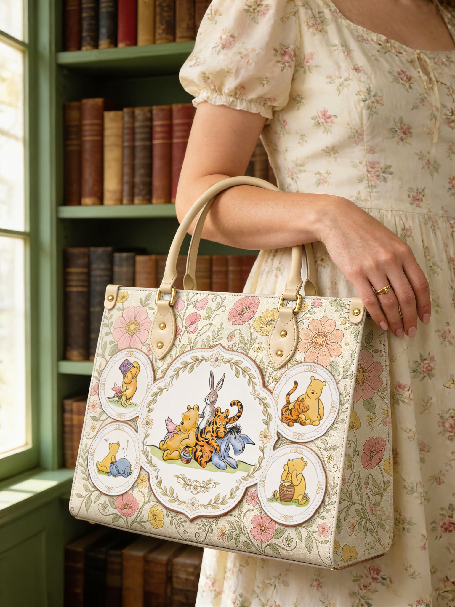 “Silly Old Bear” Applique Leather Handbag