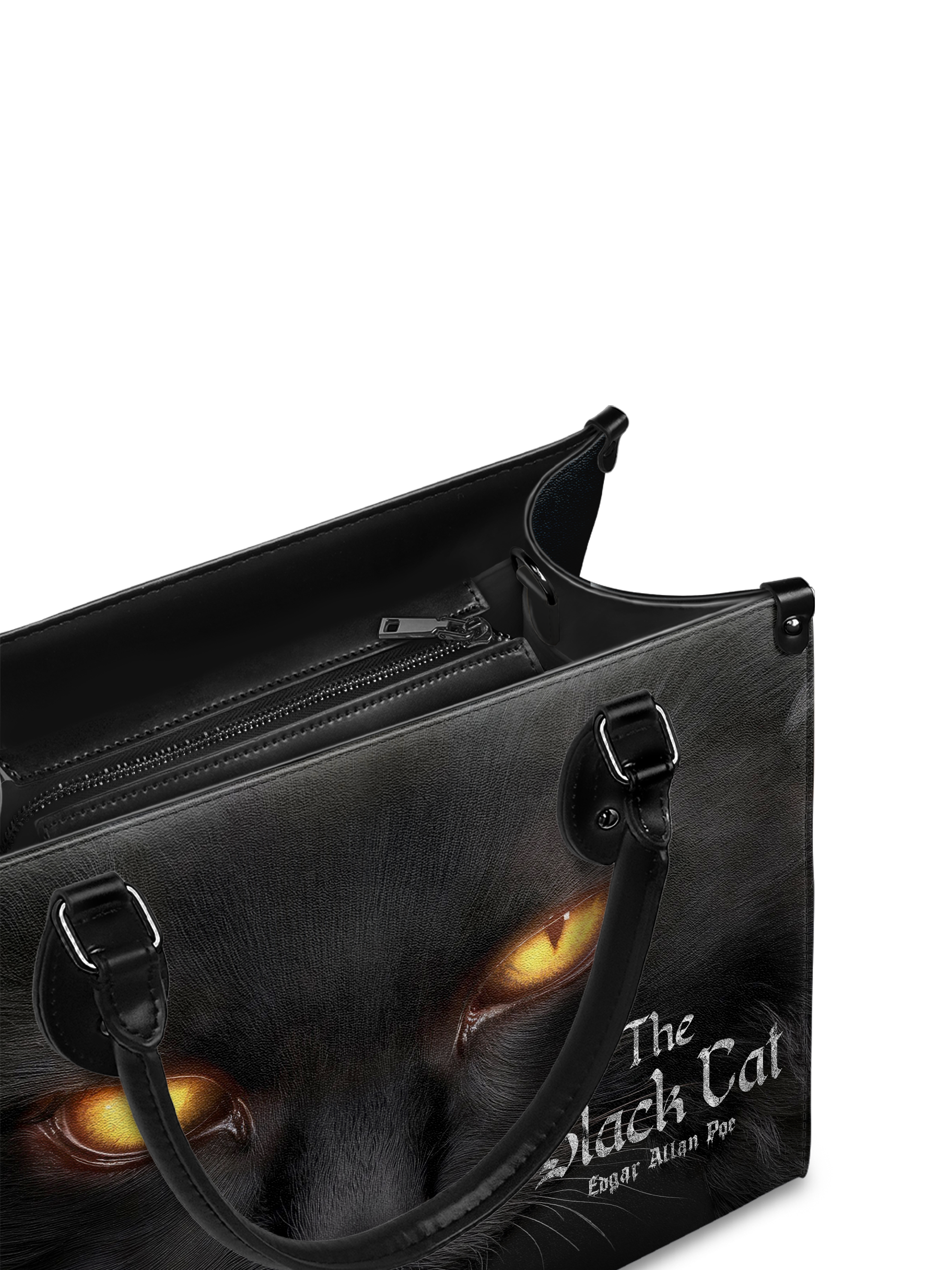 "The Black Cat" - Black Interior - Leather Handbag