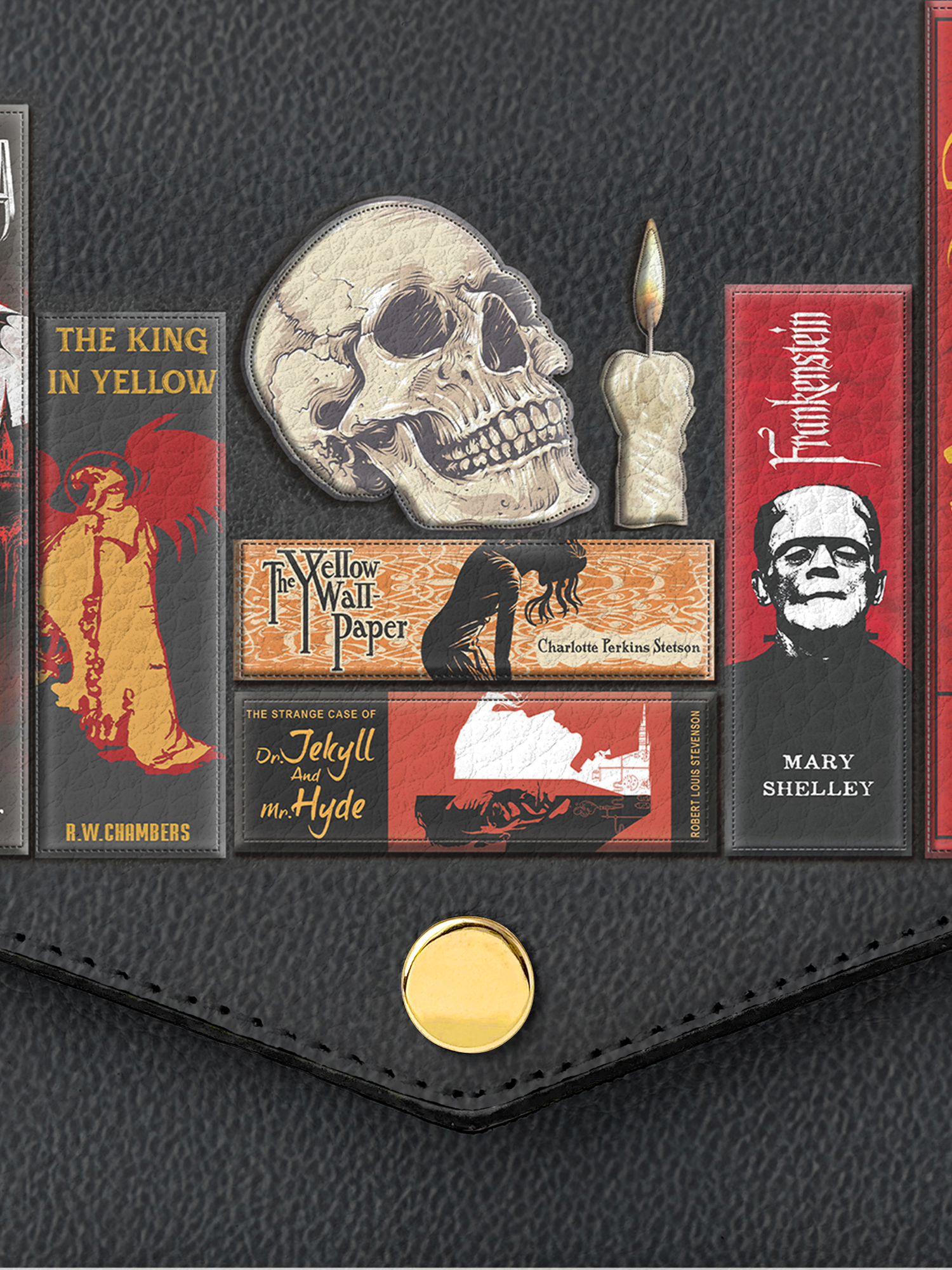 "The Codex of Gothic Tales" Deadlight Black Envelope Chain Crossbody Bag