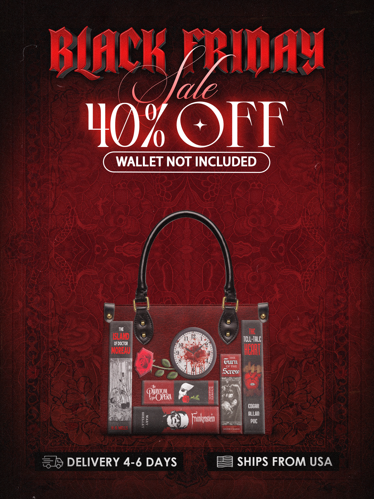 "The Crimson Codex" Small Leather Handbag Deal
