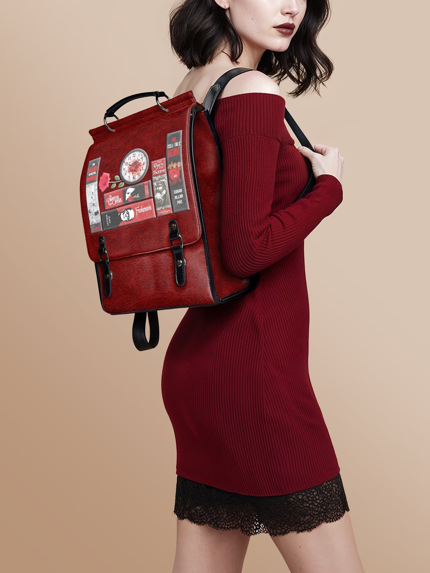 "The Crimson Codex" Leather Backpack Today's Deal