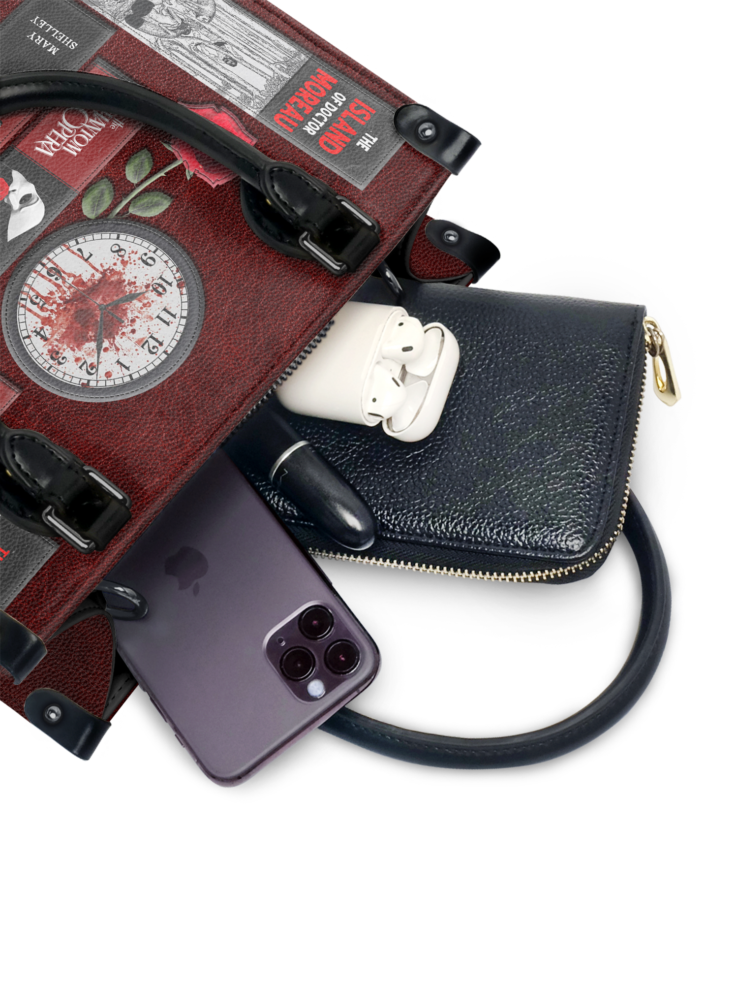"The Crimson Codex" - Black Interior - Small Leather Handbag