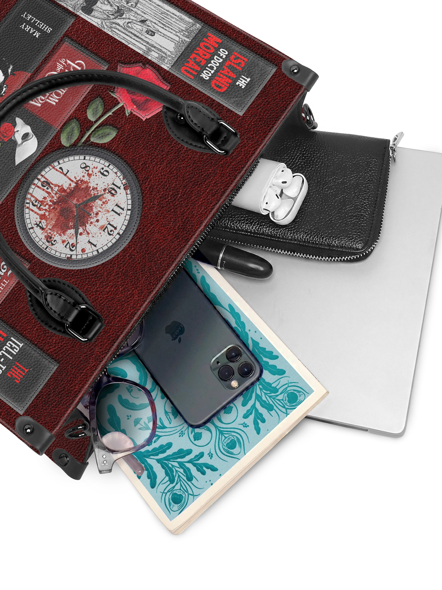 "The Crimson Codex" - Black Interior - Leather Handbag