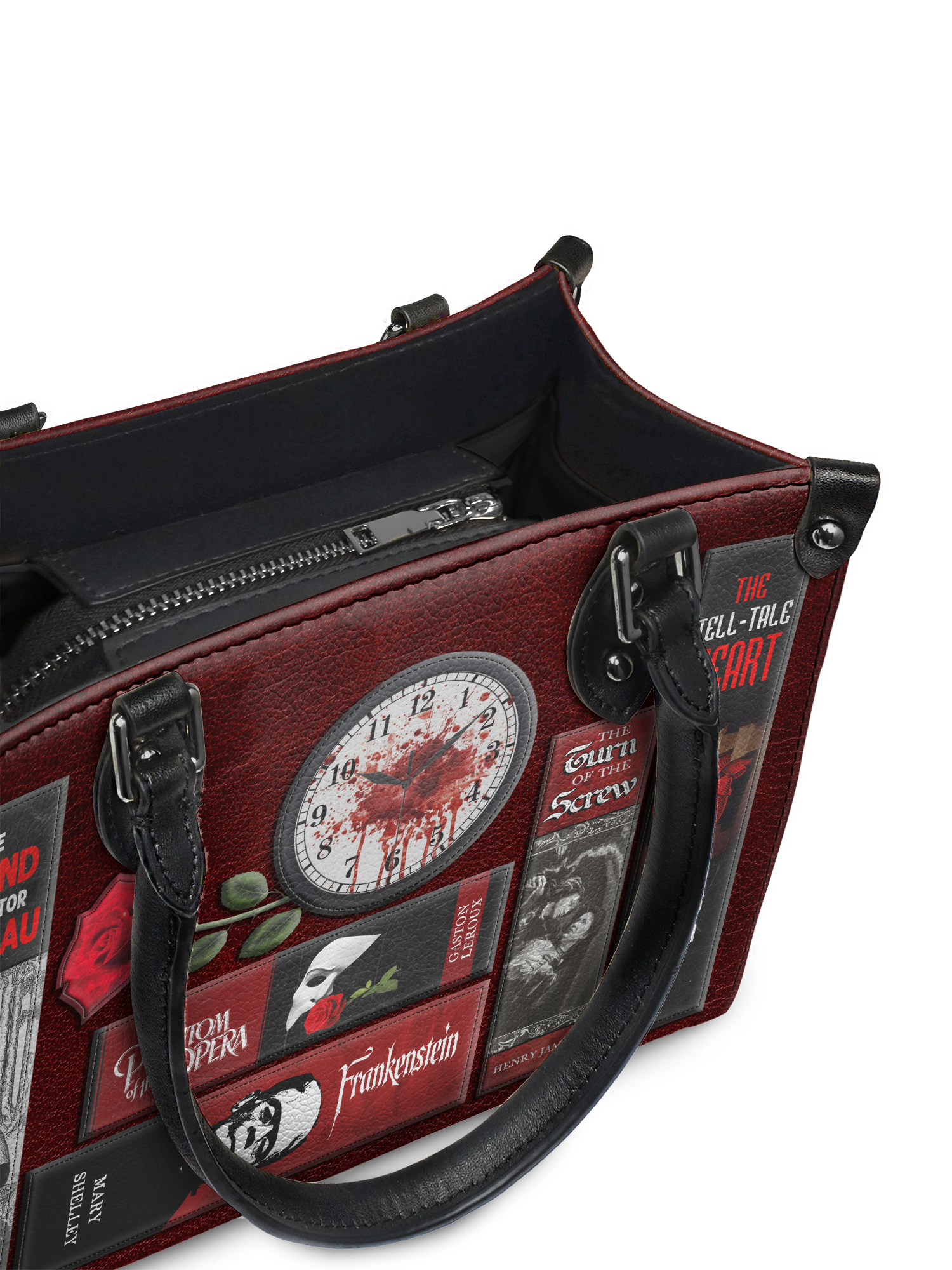 "The Crimson Codex" - Black Interior - Small Leather Handbag