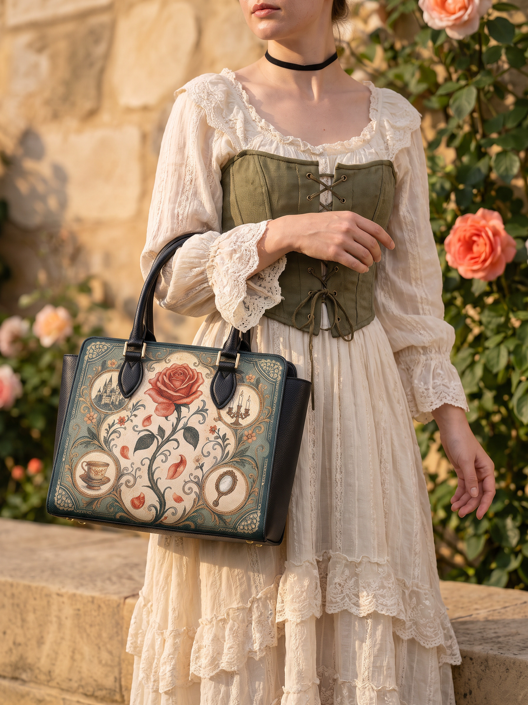 “The Everlasting Rose” Vesper Leather Handbag