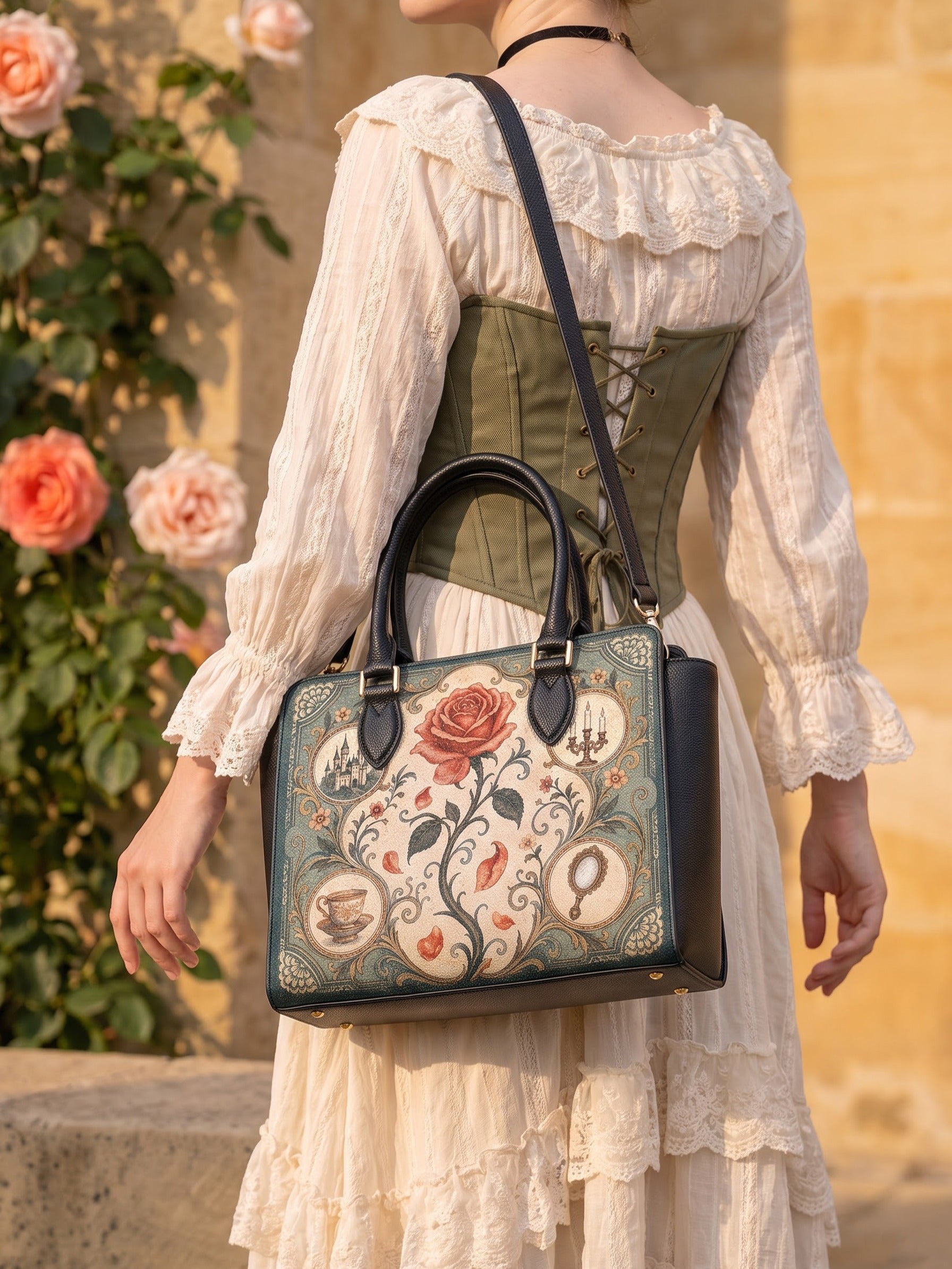 “The Everlasting Rose” Vesper Leather Handbag