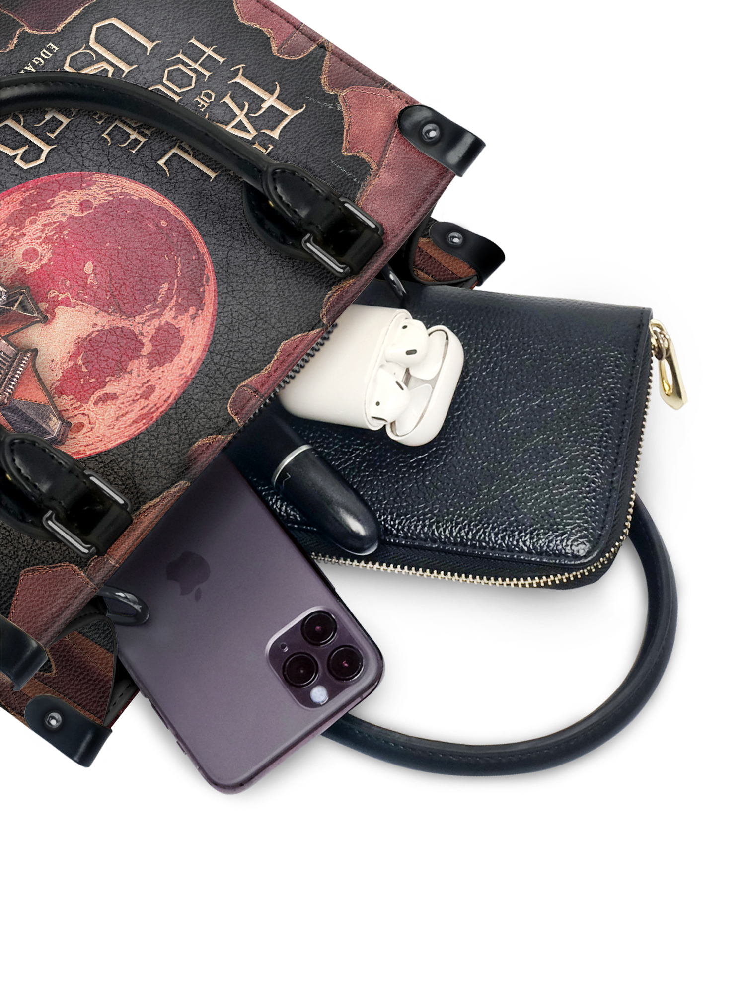 "The Fall Of The House Of Usher" - Black Interior - Small Leather Handbag