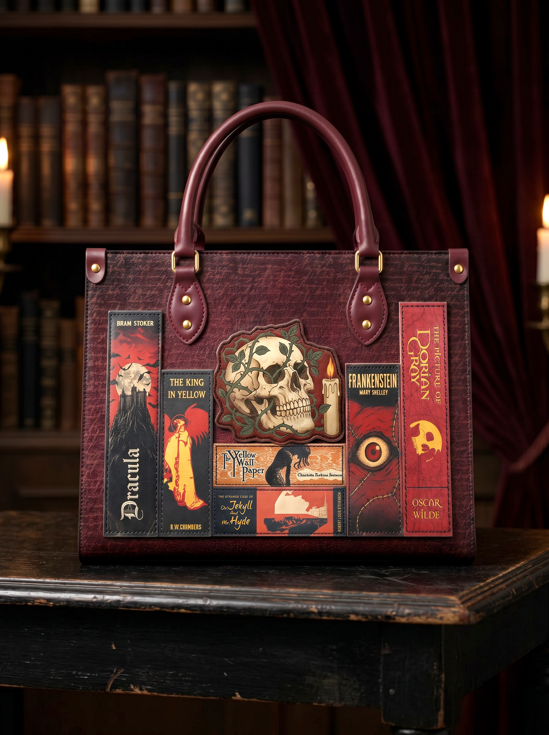 “The Midnight Codex” Applique Leather Handbag