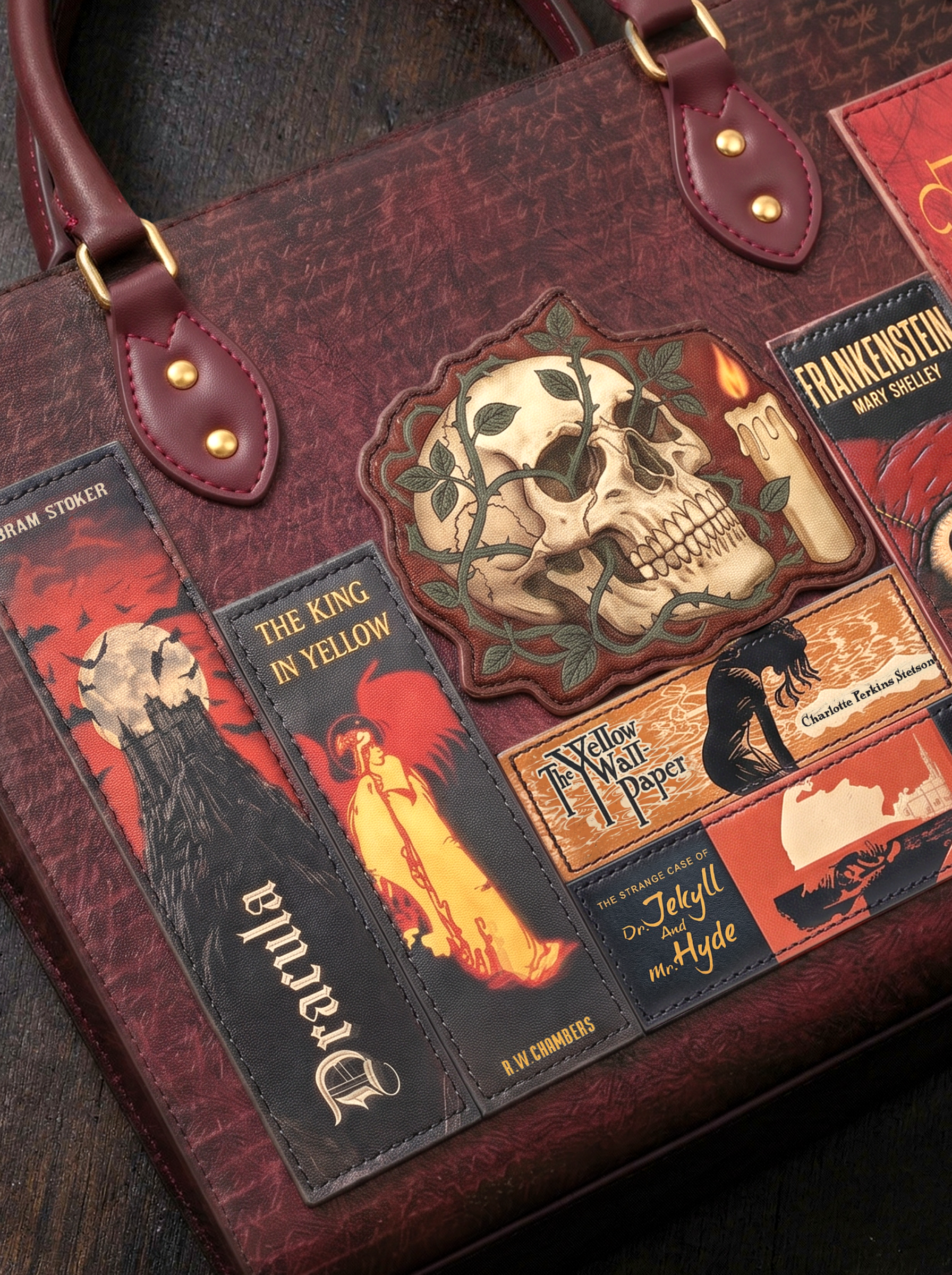 “The Midnight Codex” Applique Leather Handbag