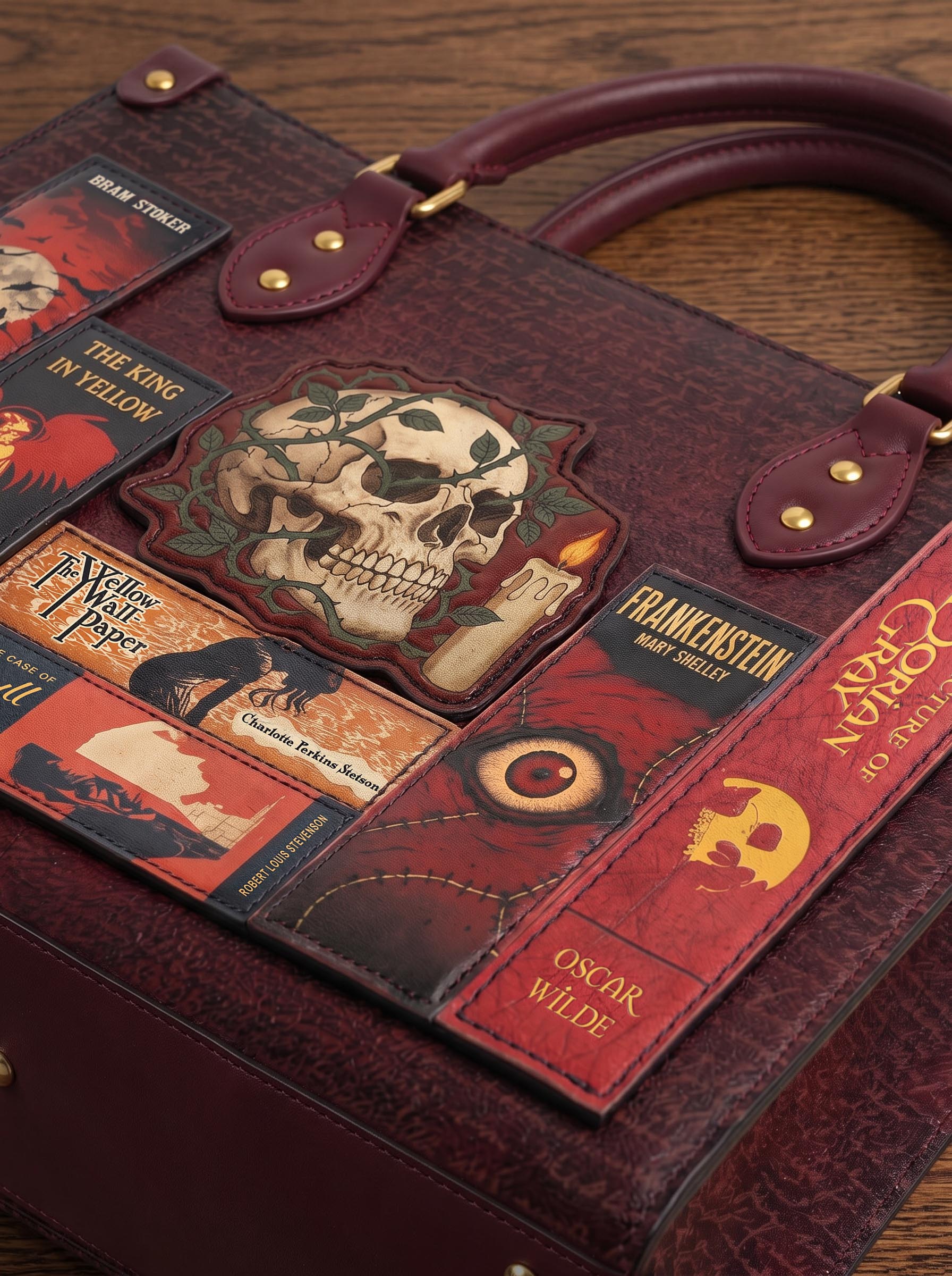 “The Midnight Codex” Applique Leather Handbag