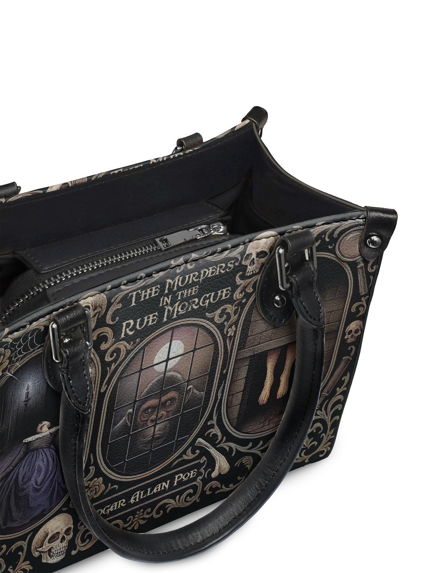 "The Murders In The Rue Morgue" - Black Interior - Small Leather Handbag