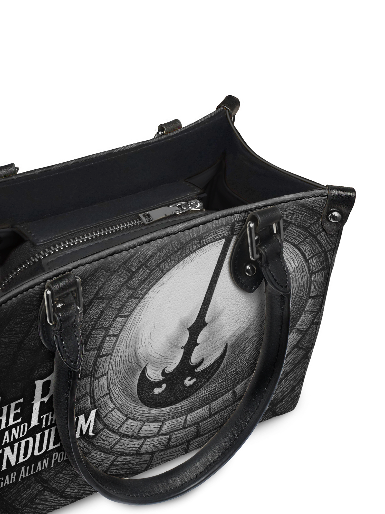 "The Pit And The Pendulum" - Black Interior - Small Leather Handbag