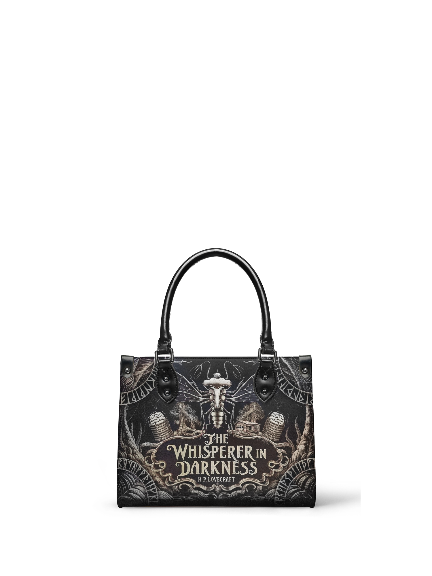 "The Whisperer In Darkness" - Black Interior - Small Leather Handbag