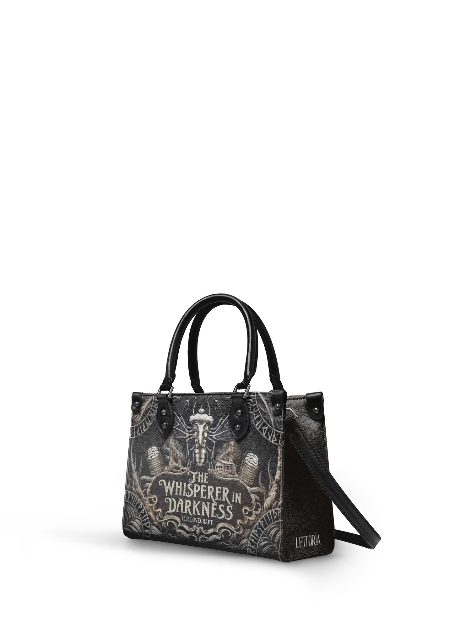 "The Whisperer In Darkness" - Black Interior - Small Leather Handbag