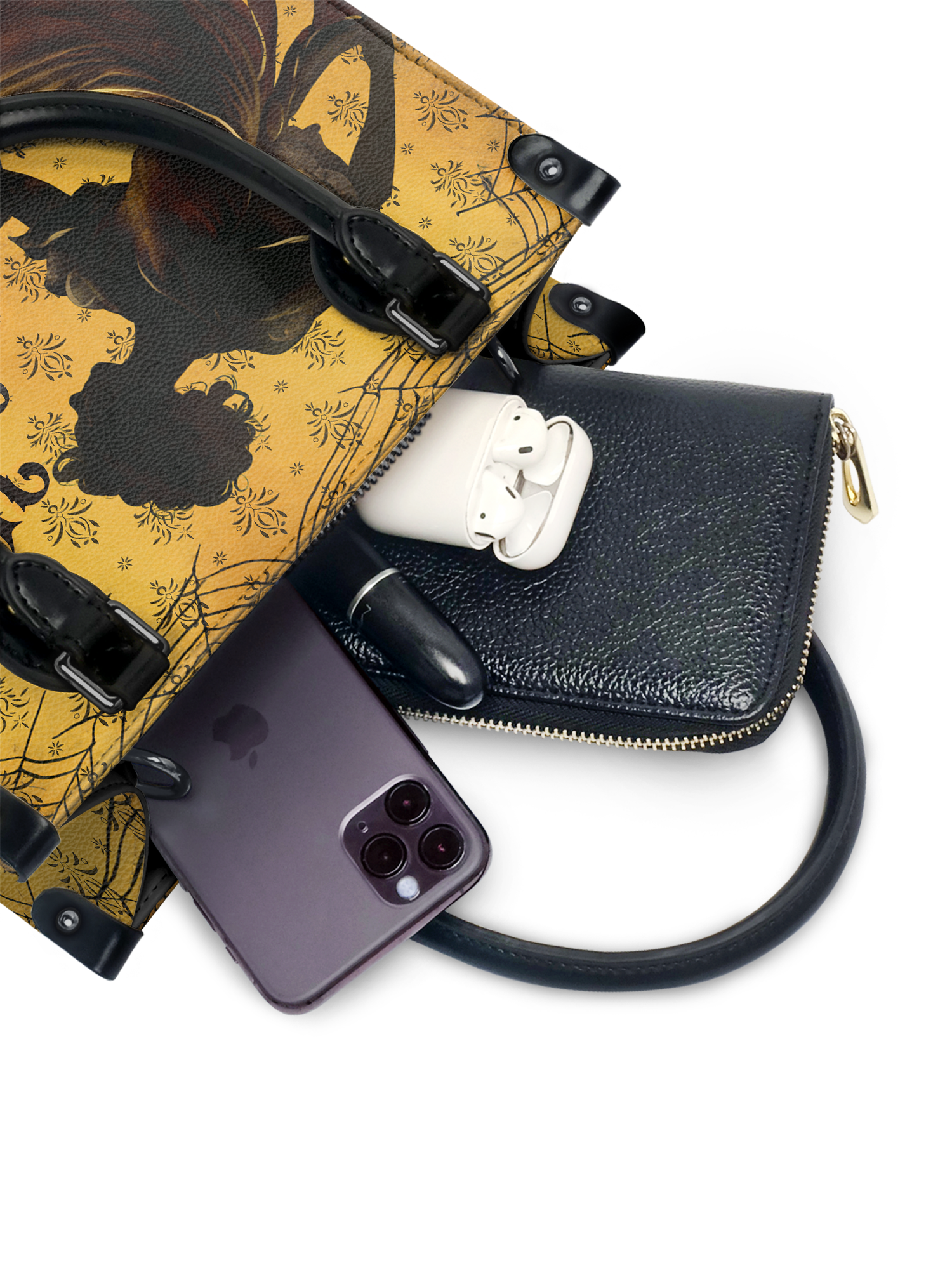 "The Yellow Wallpaper" - Black Interior - Small Leather Handbag