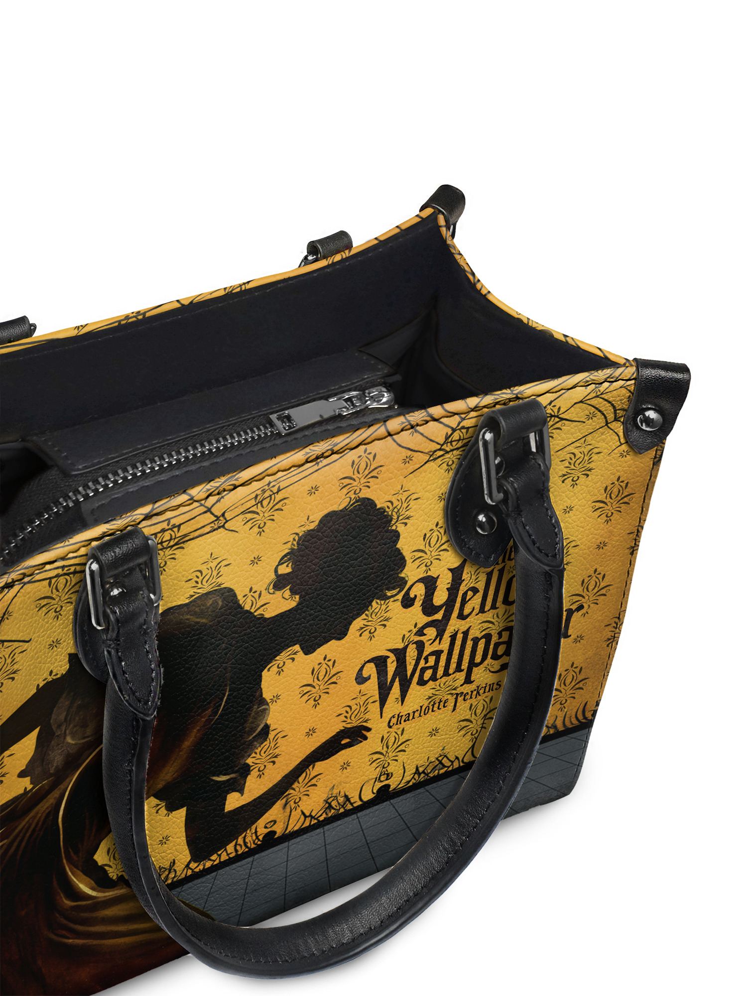 "The Yellow Wallpaper" - Black Interior - Small Leather Handbag