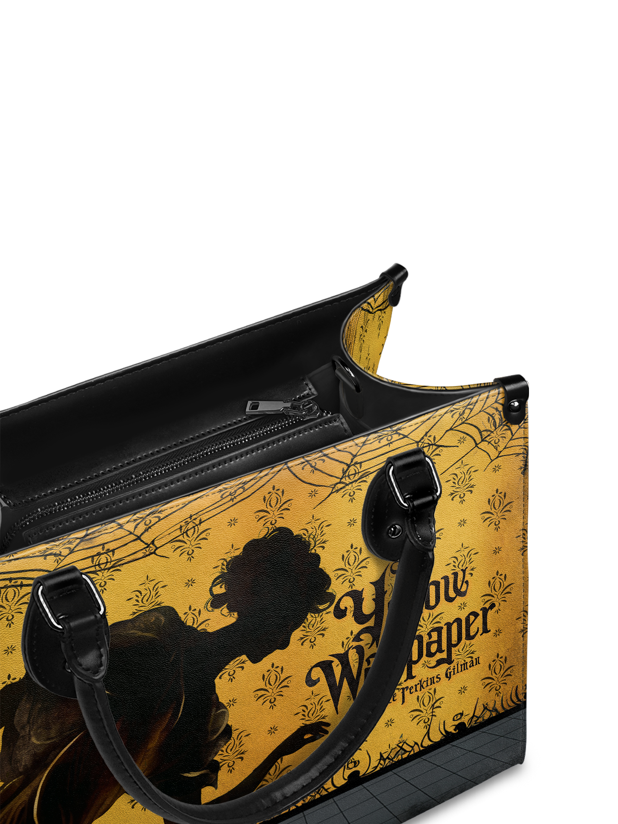 "The Yellow Wallpaper" - Black Interior - Leather Handbag