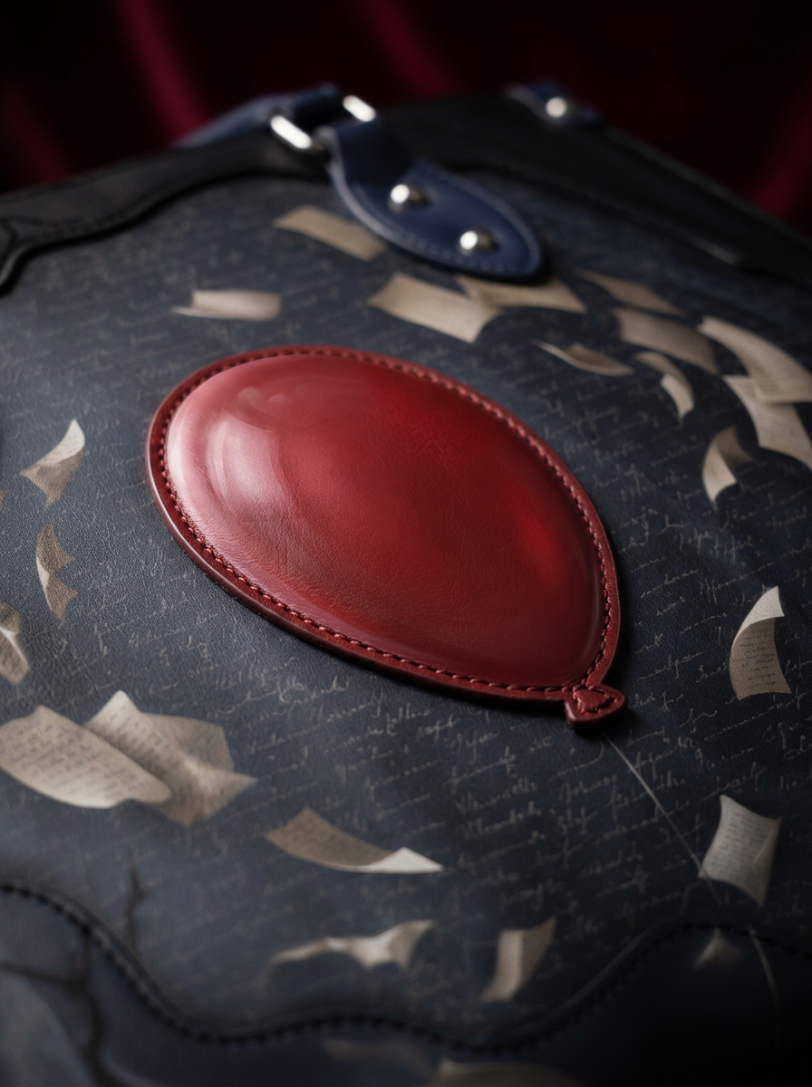 “The Red Balloon” Applique Leather Handbag