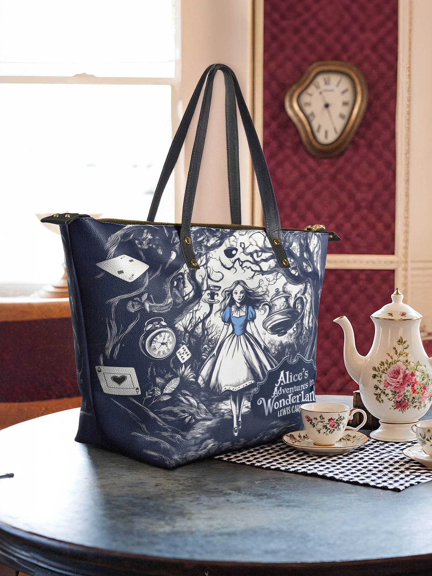 "Down the Rabbit Hole" Leather Tote Bag