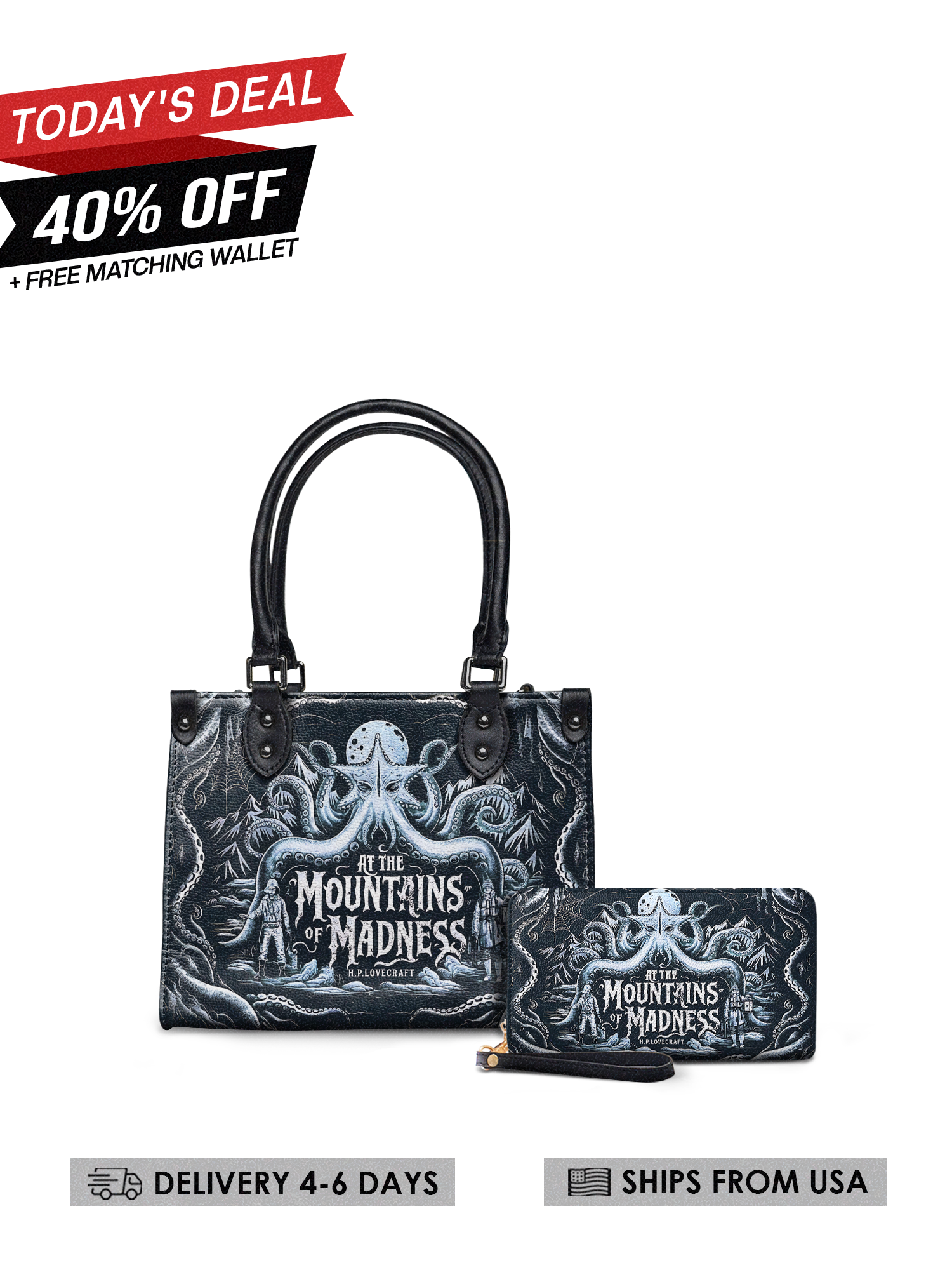 "At The Mountains Of Madness" Small Leather Handbag Today's Deal