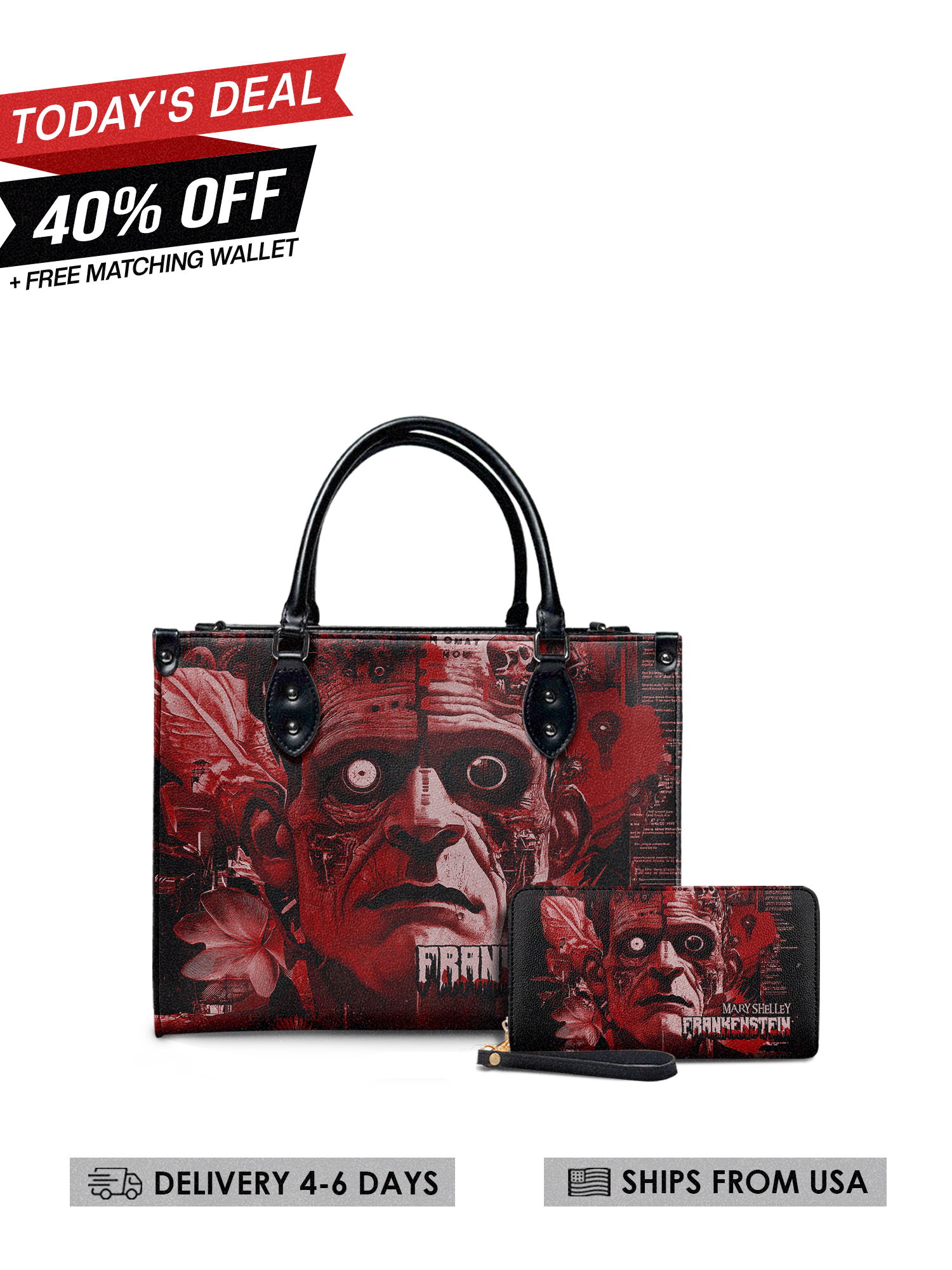 "Frankenstein" Heart Surge Leather Handbag Today's Deal
